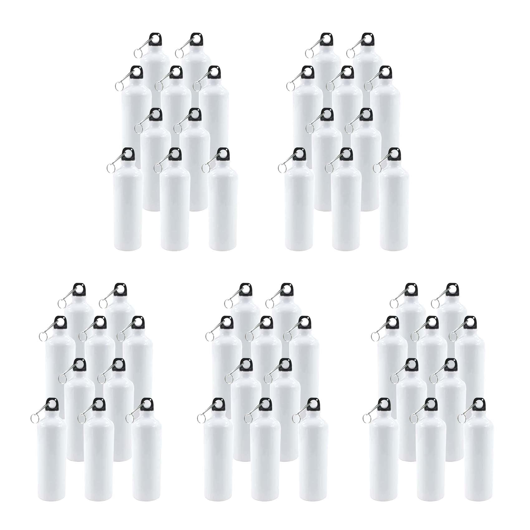 INTSUPERMAI 50-Pack 750ml White Coated Sublimation Aluminum Water Bottles with Safety Lock - Heat Press Transfer Printing for DIY Crafts, Sports, Gifts & Outdoor Activities