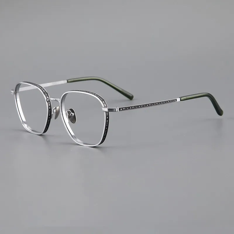 Black Unisex Full Rim Big Polygon Square Titanium Eyeglasses Frame - Lightweight Durable Glasses for Men & Women - Perfect for Reading, Driving & Fashion Accessories
