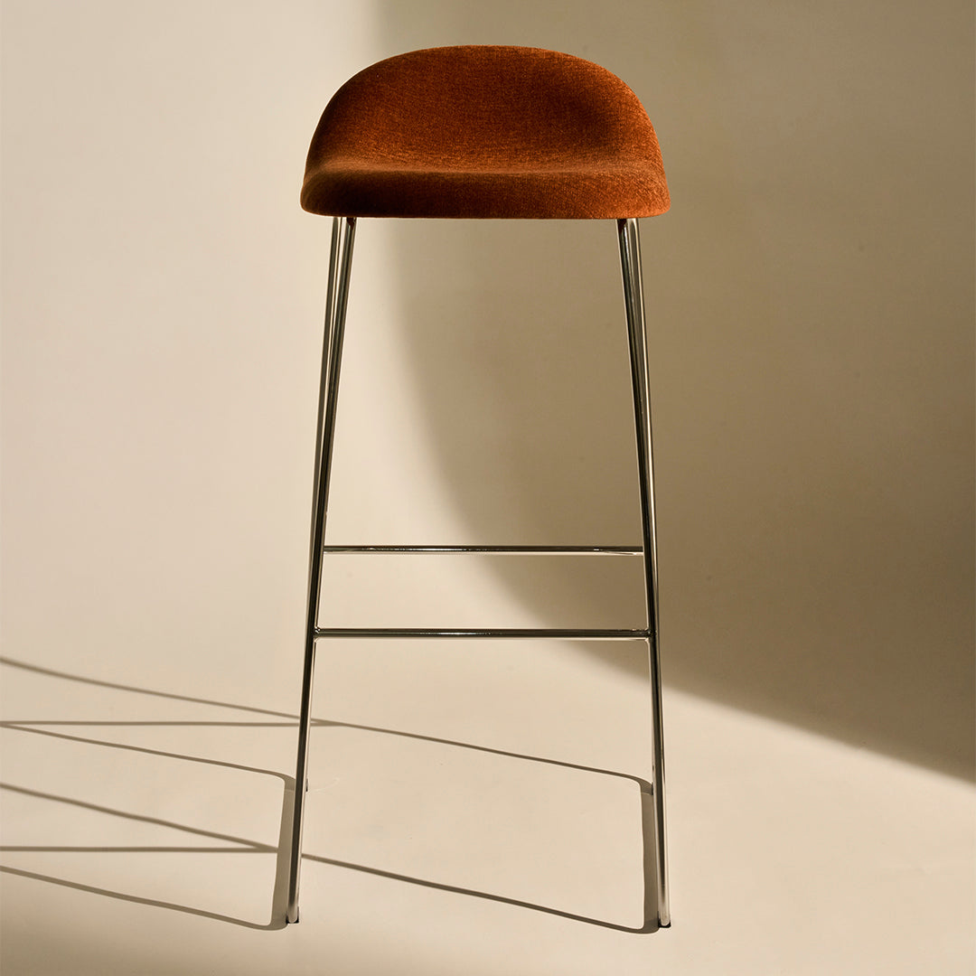 Gubi 3D Bar Stool - Fully Upholstered Modern Bar Chair with Sledge Base - Perfect for Kitchen Islands, Home Bars & Contemporary Dining Areas