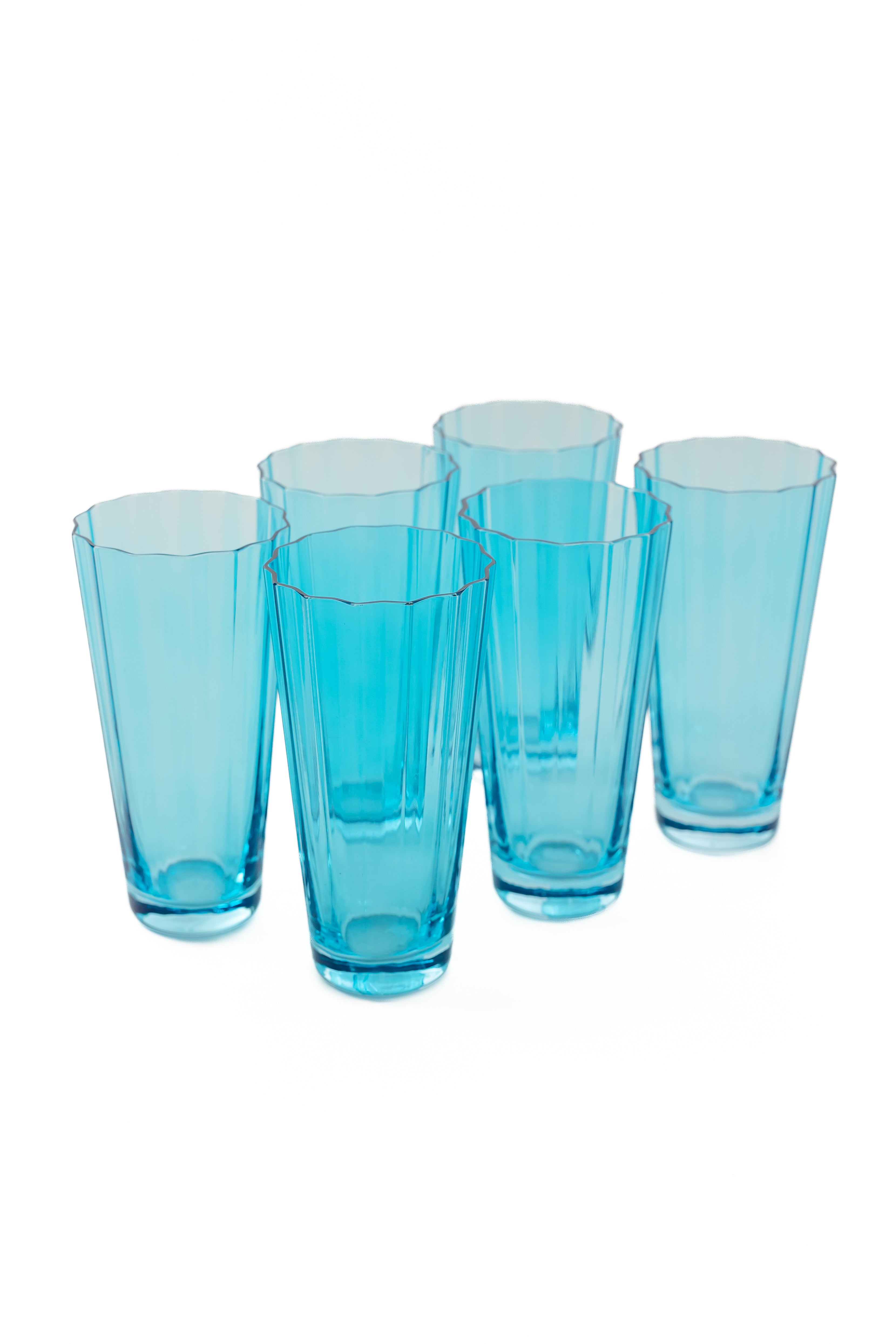 Estelle Colored Sunday Highball Glasses Set of 6 - Ocean Blue | Elegant Drinkware for Cocktails, Iced Tea & Entertaining | Perfect for Home Bars, Parties & Gifts