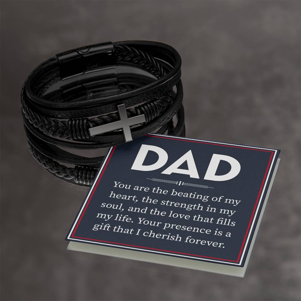 Stylish Leather Cross Bracelet for Dad - Perfect Father's Day, Birthday & Christmas Gifts - Ideal for Daily Wear & Special Occasions