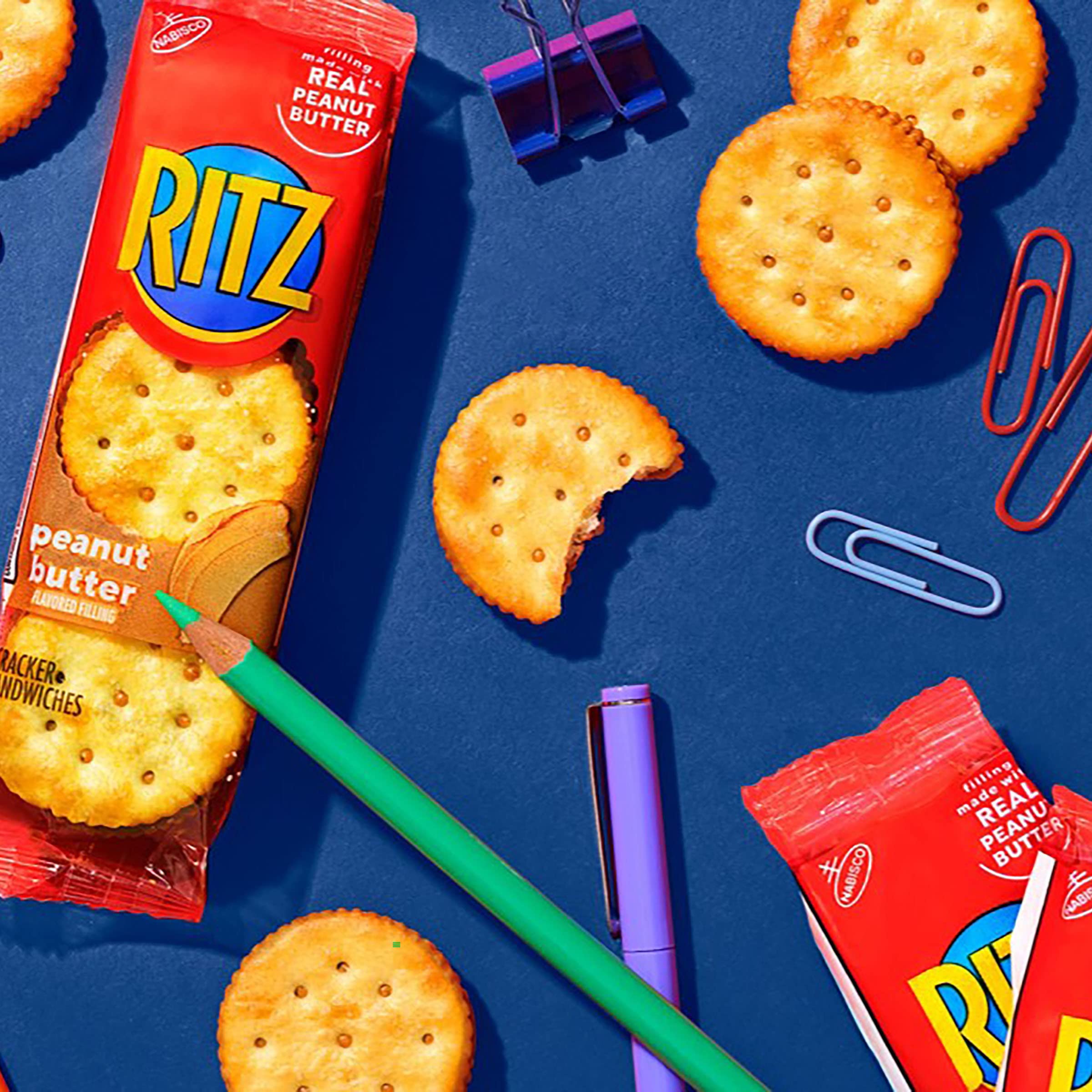 RITZ Peanut Butter Sandwich Crackers - 8 Individual Snack Packs (48 Crackers Total) - Perfect for Lunch Boxes, School Snacks, Office Breaks & On-the-Go Healthy Treats