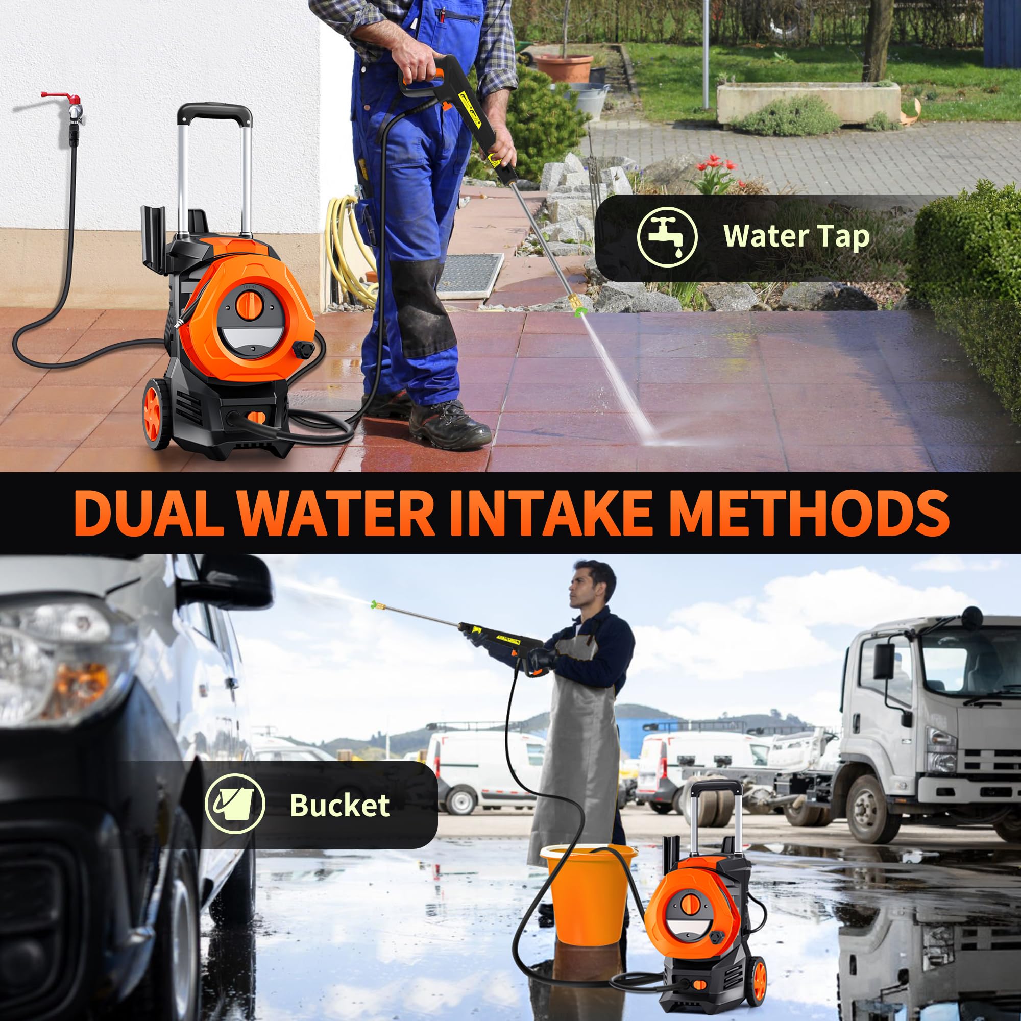 4500 PSI Electric Pressure Washer - 3.2GPM High Power Washer Machine, 2000W Portable Pressure Cleaner with 4 Nozzles for Car Washing, Fence & Deck Cleaning - Ideal for Home, Garage, Driveway and Outdoor Cleaning Tasks