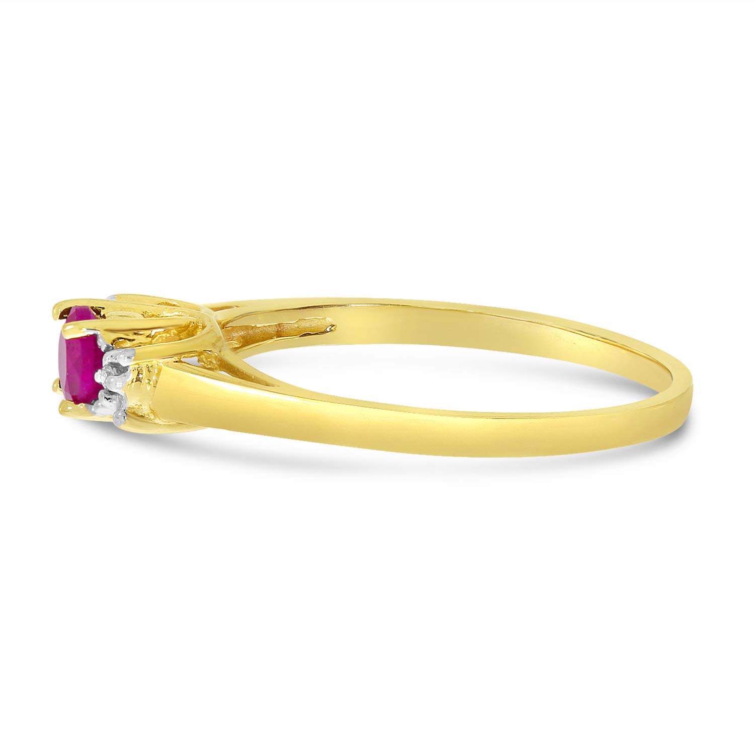 10K Yellow Gold Round Ruby and Diamond Ring for Women - Elegant Bridal, Engagement, Anniversary Gift - Perfect for Weddings, Parties, and Special Occasions