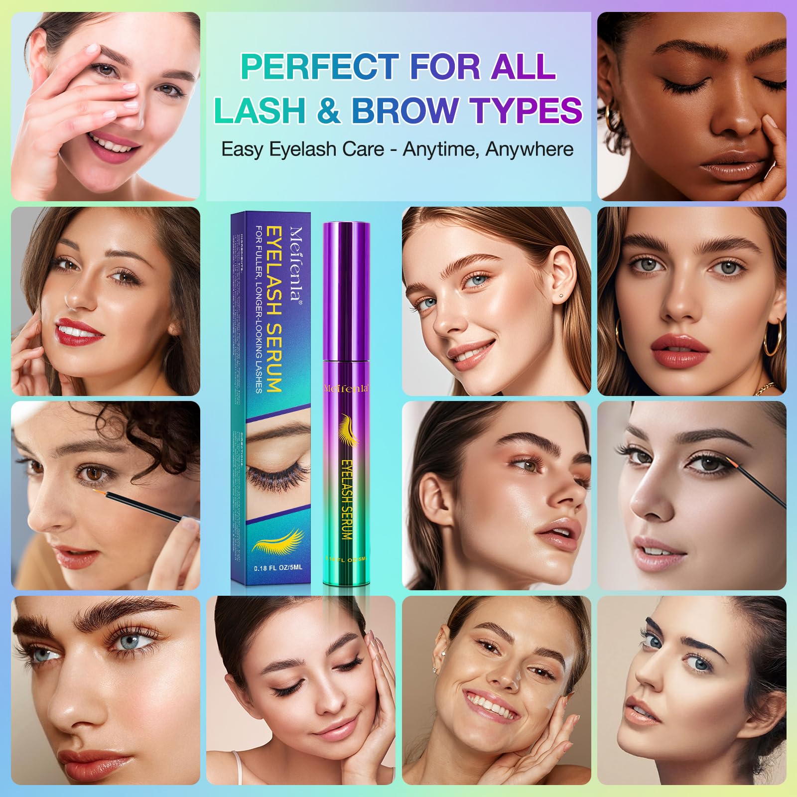 Best Eyelash Growth Serum for Longer, Thicker & Fuller Lashes - Natural Lash Enhancer for Sensitive Eyes - Non-Irritating Formula for Daily Use at Home or Salon