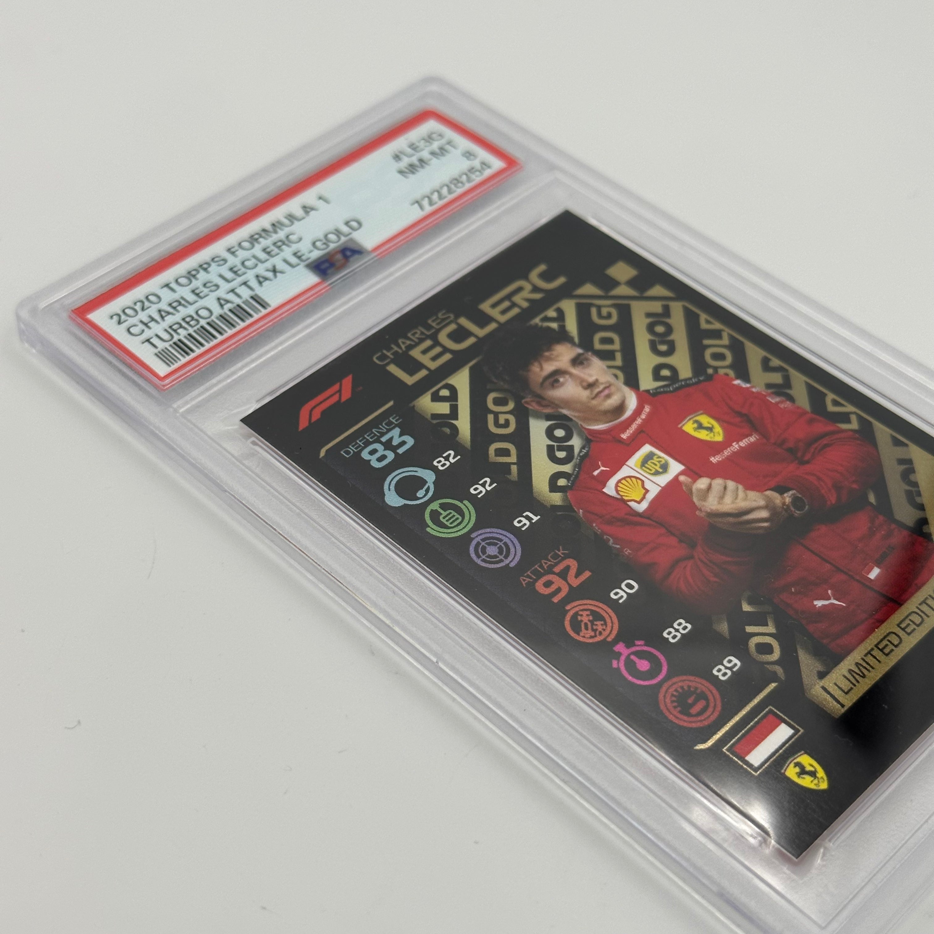 PSA 8 Graded CHARLES LECLERC #LE3G Limited Edition Gold Trading Card - Perfect for F1 Collectors, Sports Memorabilia Displays & Investment