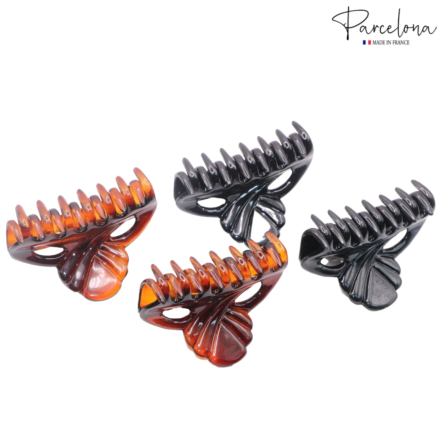 French Poppy Tortoise Hair Clips - Set of 4 for Women & Girls - Perfect for Updos & Ponytails