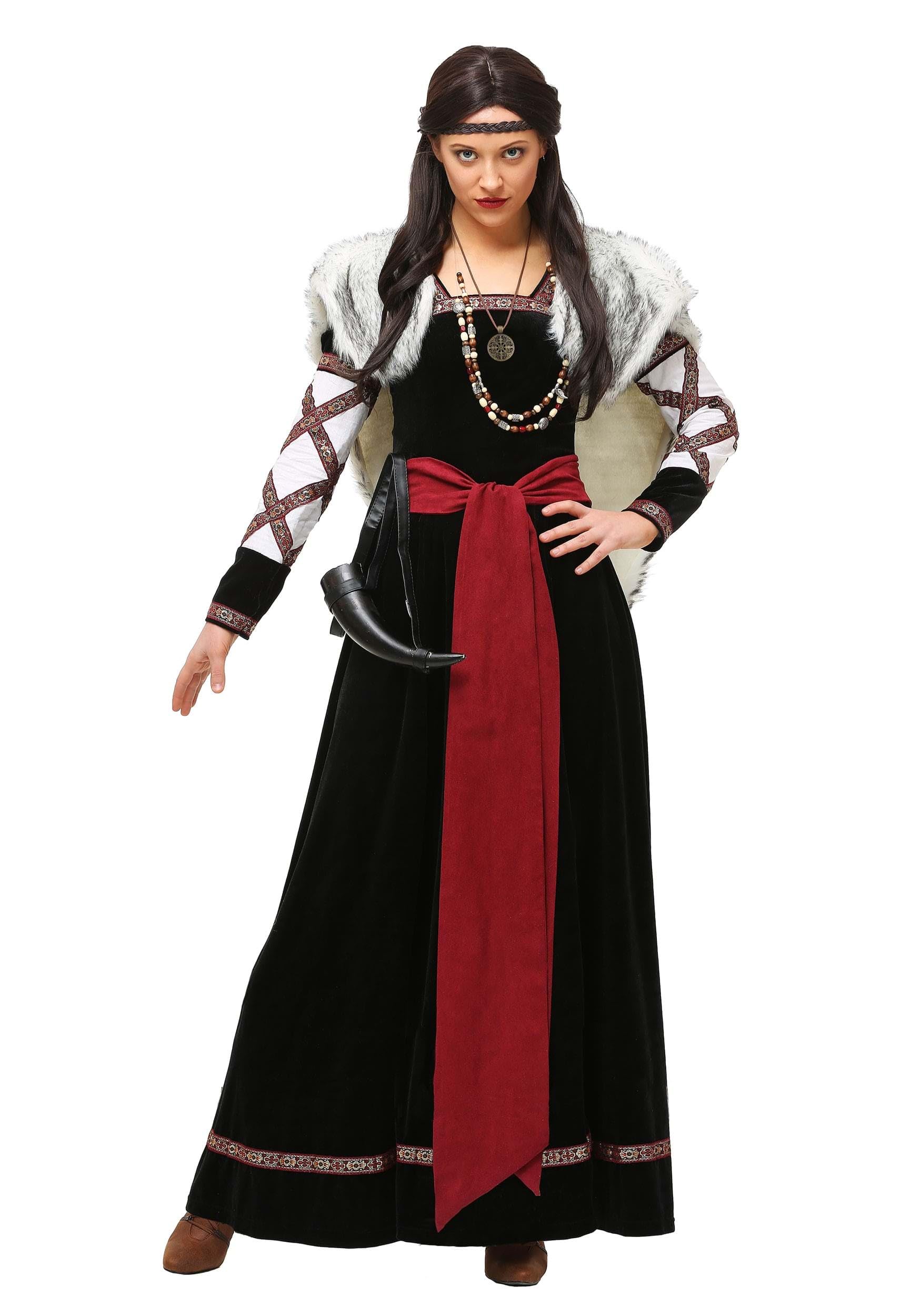 Dark Viking Dress for Women - Medieval Viking Costume for Adults - Perfect for Halloween, Cosplay, and Renaissance Fairs