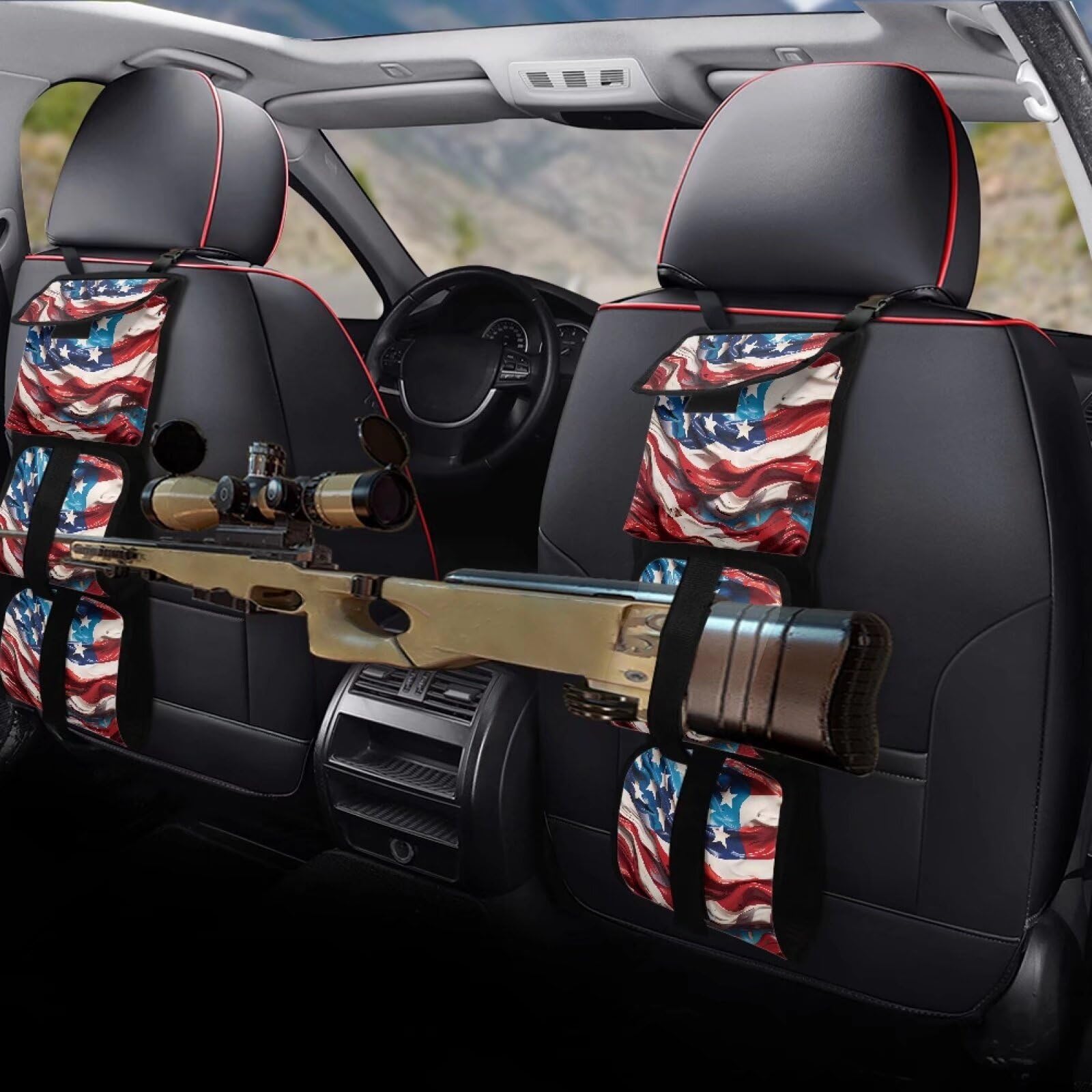 Dreaweet Foldable Truck Gun Rack with Storage Pockets - 2PCS Hunting Accessories Organizer for Pickup Trucks | Perfect for Outdoor Shooting & Camping