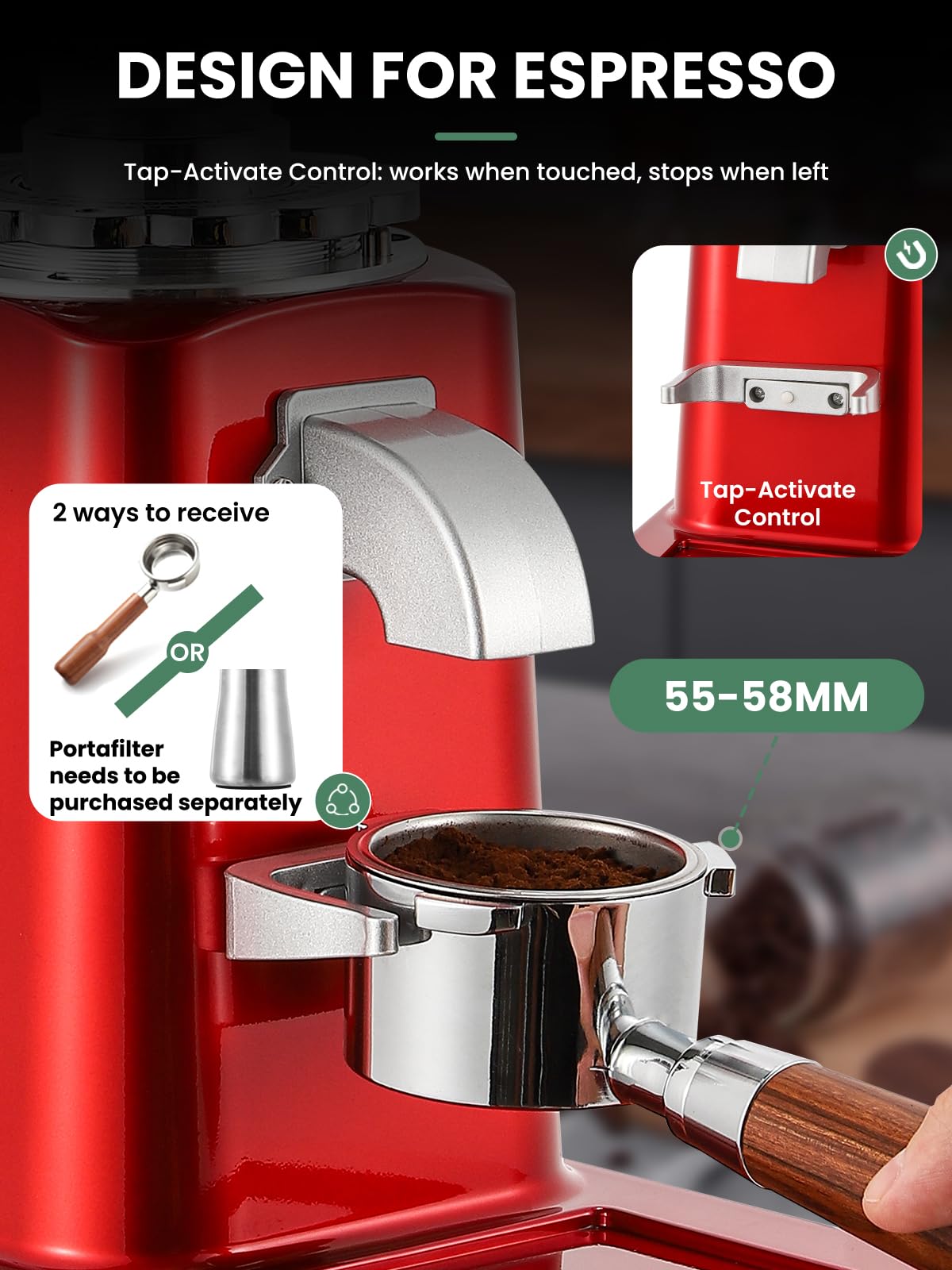Premium Electric Coffee Grinder with Adjustable Flat Burr - 19 Precise Grind Settings for Espresso, French Press & More | 35oz (36 Cups) Capacity | Automatic Point-Action Bean Grinding Machine | Perfect for Home Baristas & Coffee Enthusiasts