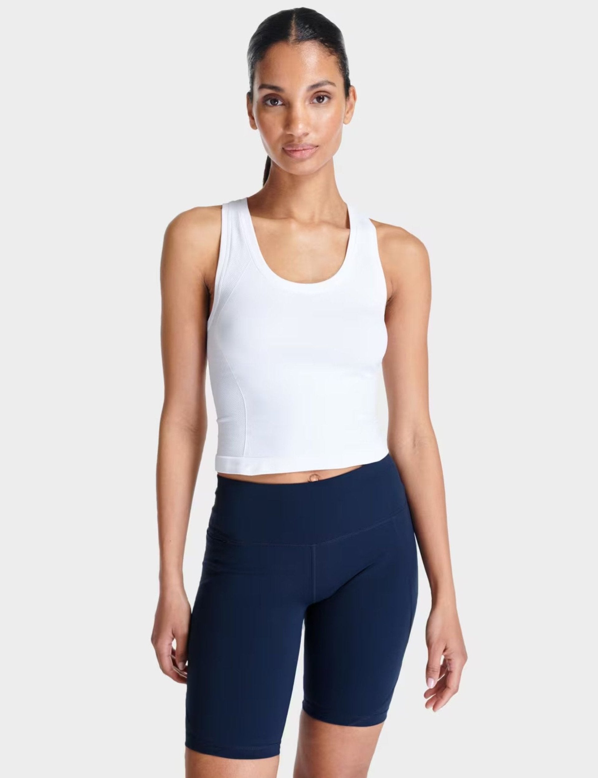 Seamless Gym Vest for Women - Breathable Workout Top for Running, Yoga & Fitness - White