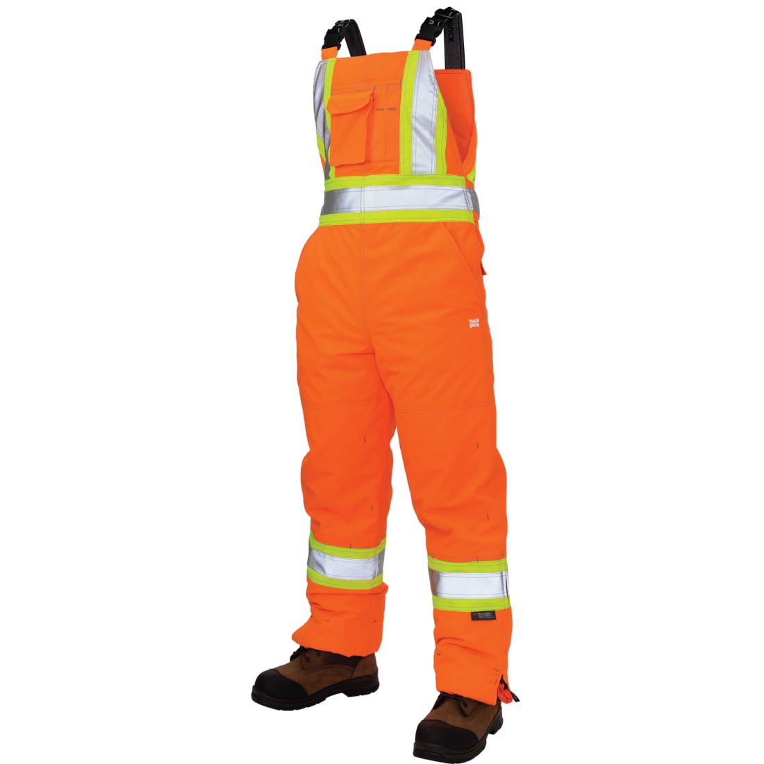 Tough Duck Women’s High Visibility Insulated Flex CSA Safety Bib Overalls SB07 Orange - Winter Workwear for Construction, Roadwork & Outdoor Safety Jobs