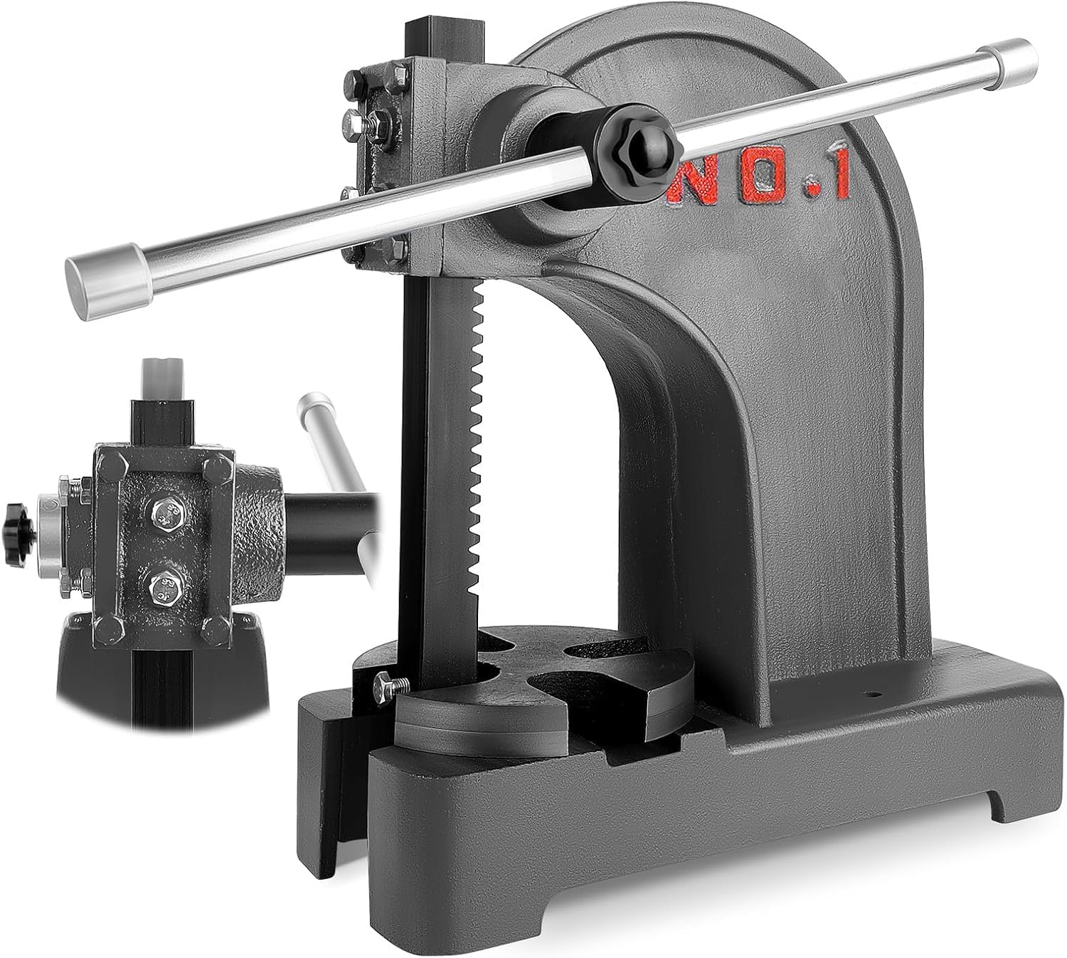 1 Ton Heavy Duty Cast Iron Arbor Press - Manual Desktop Hand Press for Riveting, Punching & Bending | 5.5