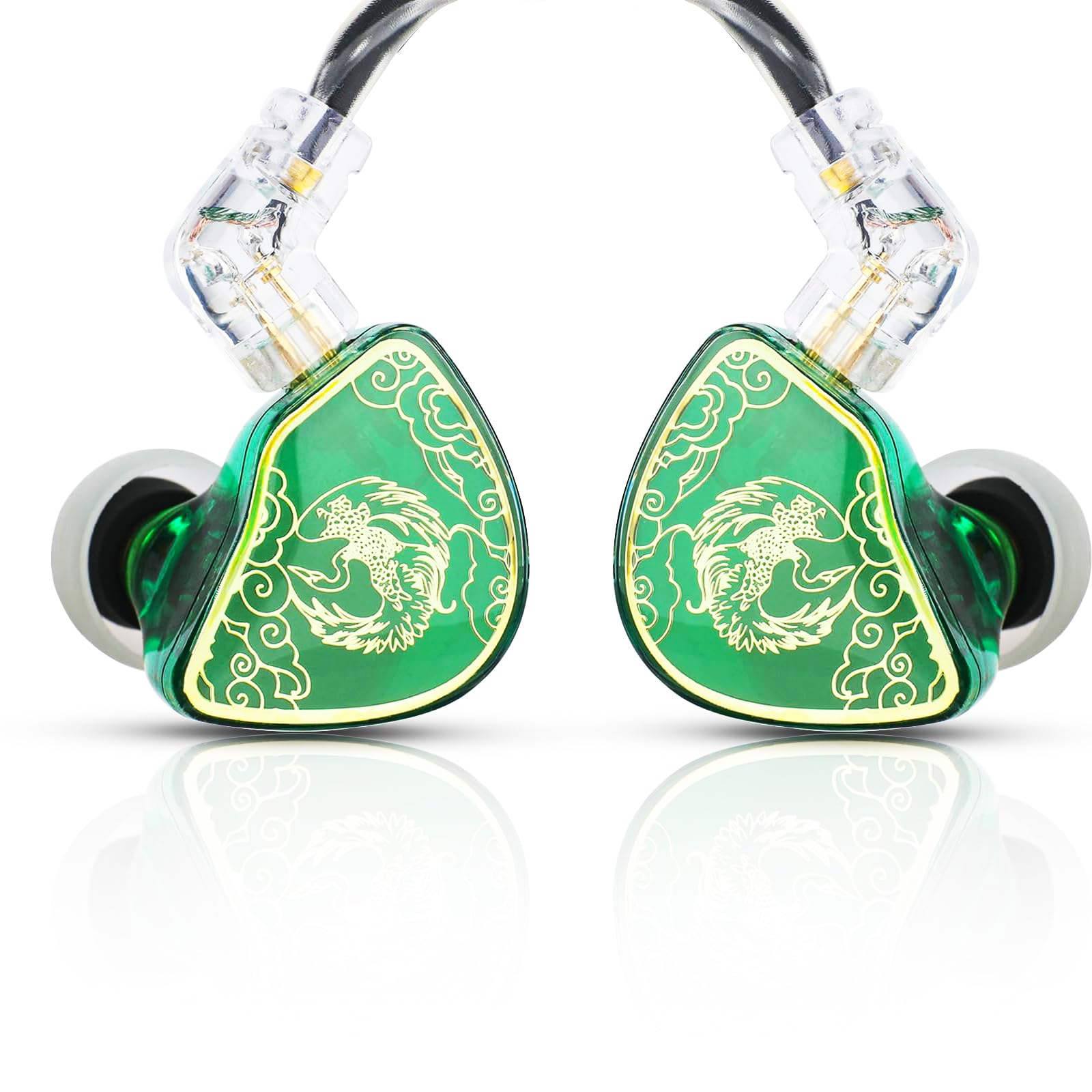 TANGZU Wan'er S.G Wired In-Ear Headphones with 10mm Dynamic Driver, Detachable 0.78mm 2-Pin Cable - Professional IEM Earphones for Gaming, Music & Studio Monitoring (Green)