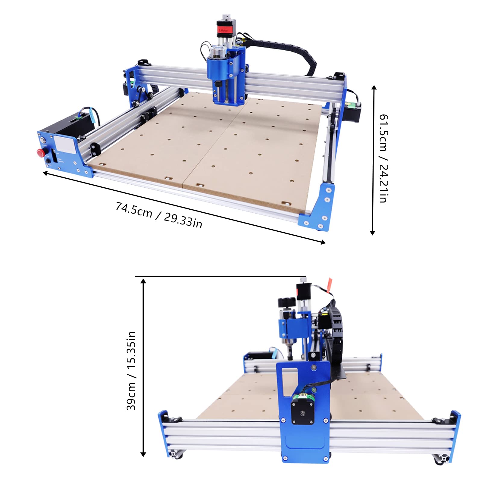 3-Axis USB CNC Router Machine 4040 - 110V 100W Engraving & Milling Machine with Controller & Z Probe - Aluminum Frame for Wood, Acrylic, MDF, Nylon Cutting - Blue & Silver - Perfect for DIY Projects, Sign Making & Woodworking