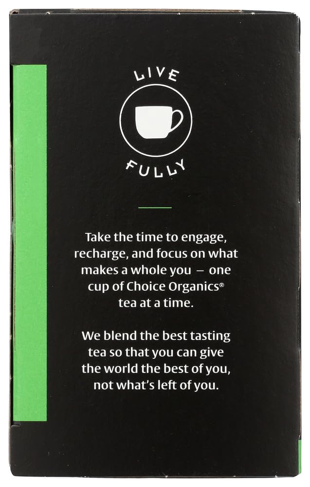 Organic Premium Japanese Green Tea Bags - Choice Organic Teas, 16 Count (Pack of 6) | Antioxidant-Rich Loose Leaf Tea for Daily Wellness & Relaxation