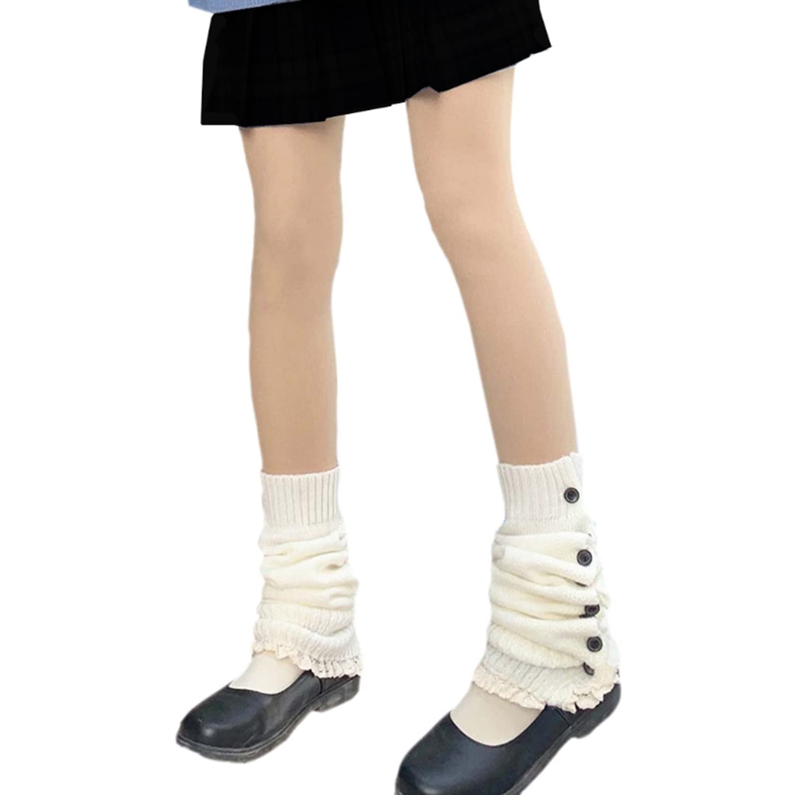 Japanese Style Kawaii Crochet Wool Leg Warmers for Women & Girls - Soft Loose Knit Knee High Boot Stockings - Perfect for Winter Fashion, Cosplay & Anime Outfits