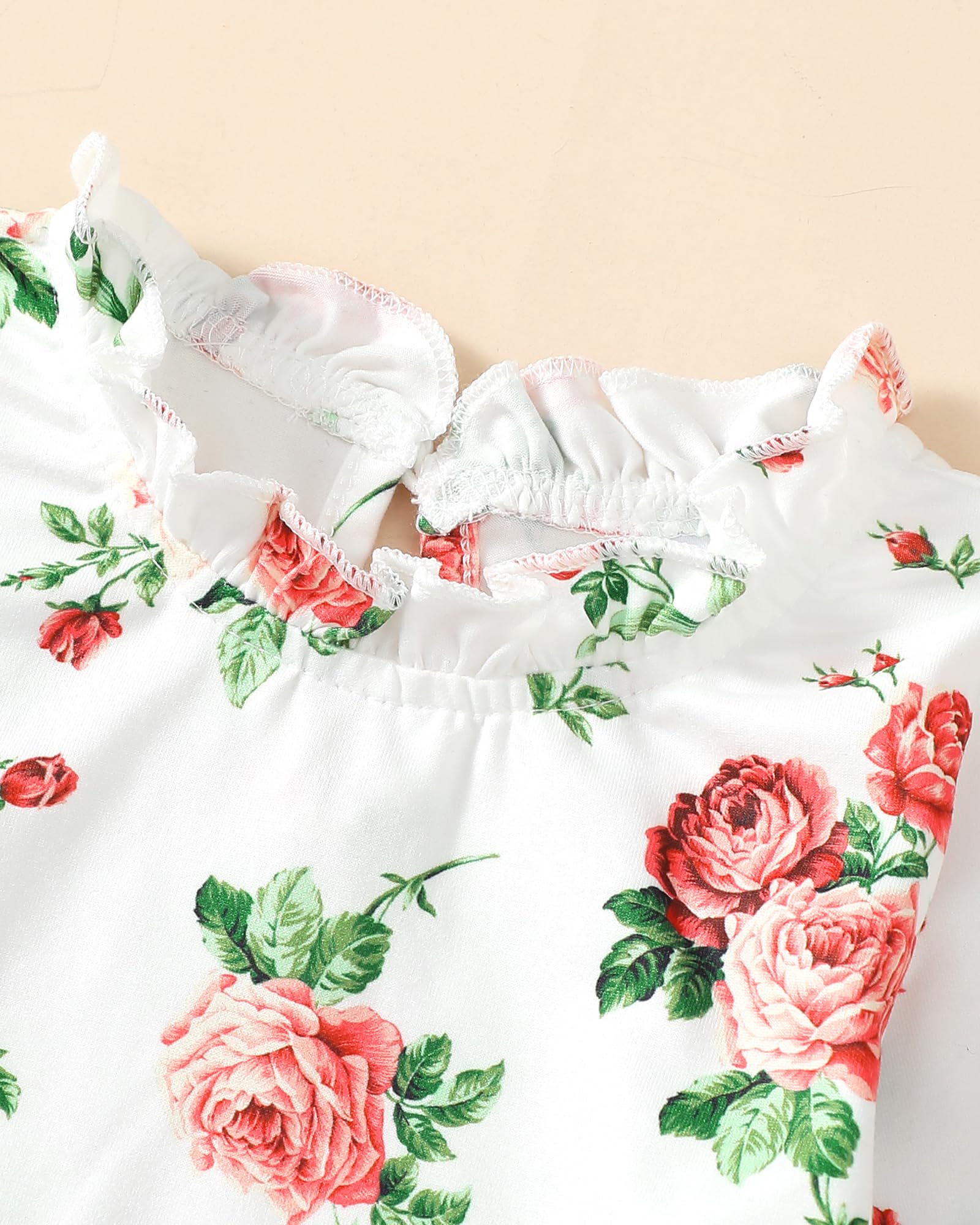 OLLUISNEO Newborn Baby Girl Clothes - Winter Floral Dress & Romper Set with Long Sleeves | Perfect for Fall/Winter Outfits, Holiday Photos & Special Occasions