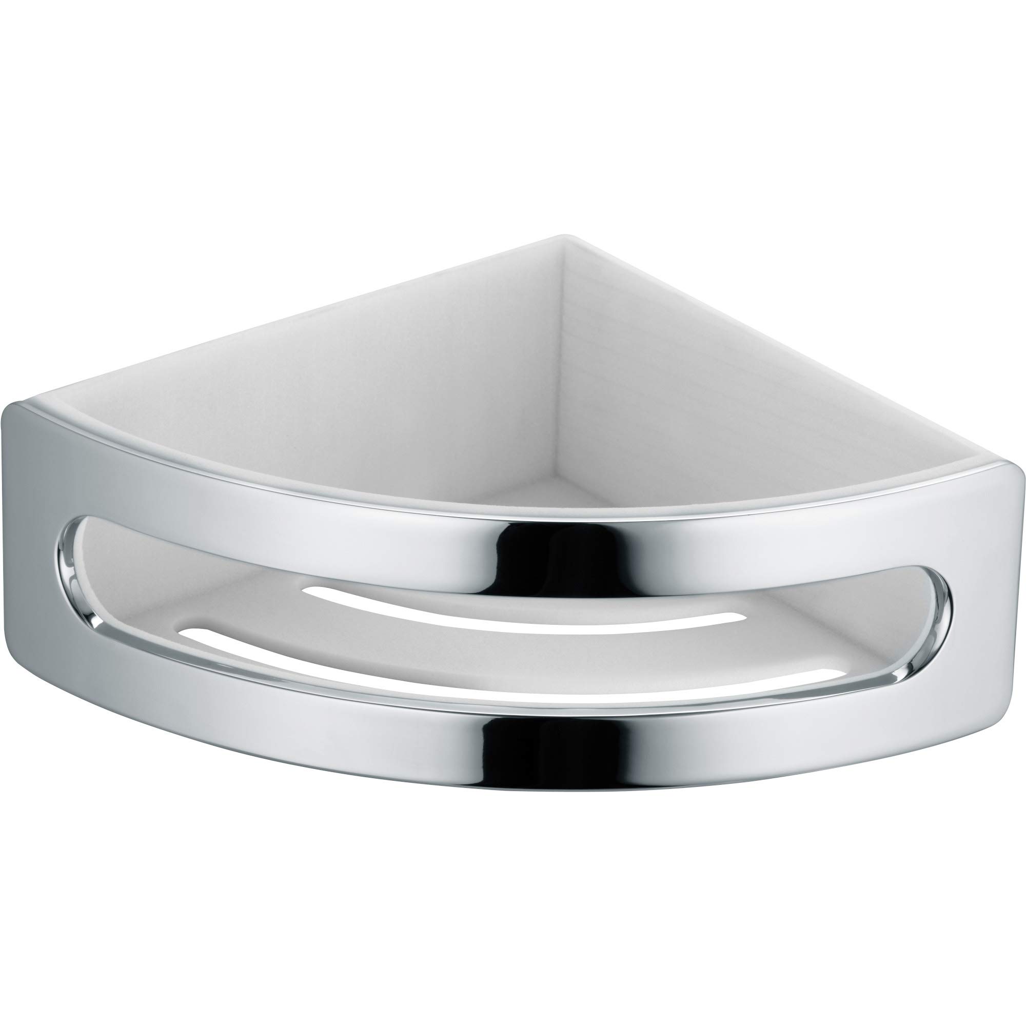 Elegant Chrome & White Corner Soap Dish for Bathroom - Modern Soap Holder for Shower, Sink, and Countertop Organization