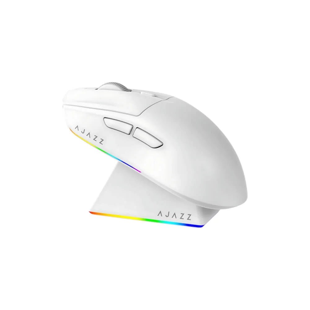 Ajazz AJ139 MAX White Gaming Mouse - RGB Wired & Wireless Optical Mouse with 16000 DPI, 7 Buttons - Perfect for PC Gaming, Office Work & Graphic Design