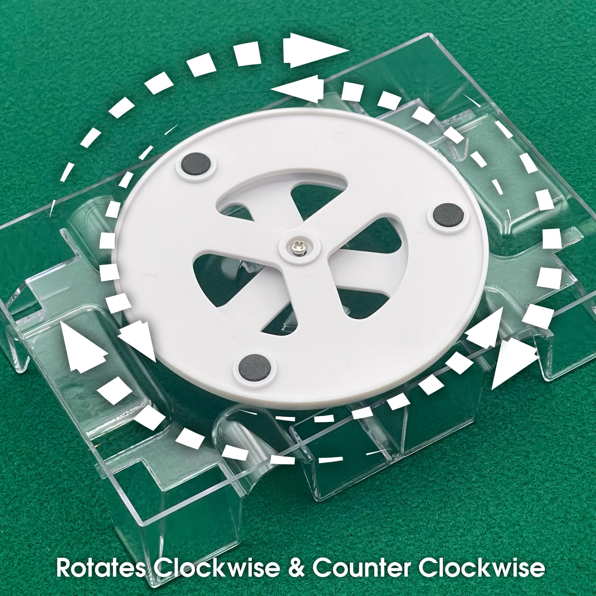 360° Rotating Dual Deck Poker Card Holder - Acrylic Clear Playing Card Tray for Casino, Canasta & Card Games - Perfect for Poker Nights & Game Gatherings