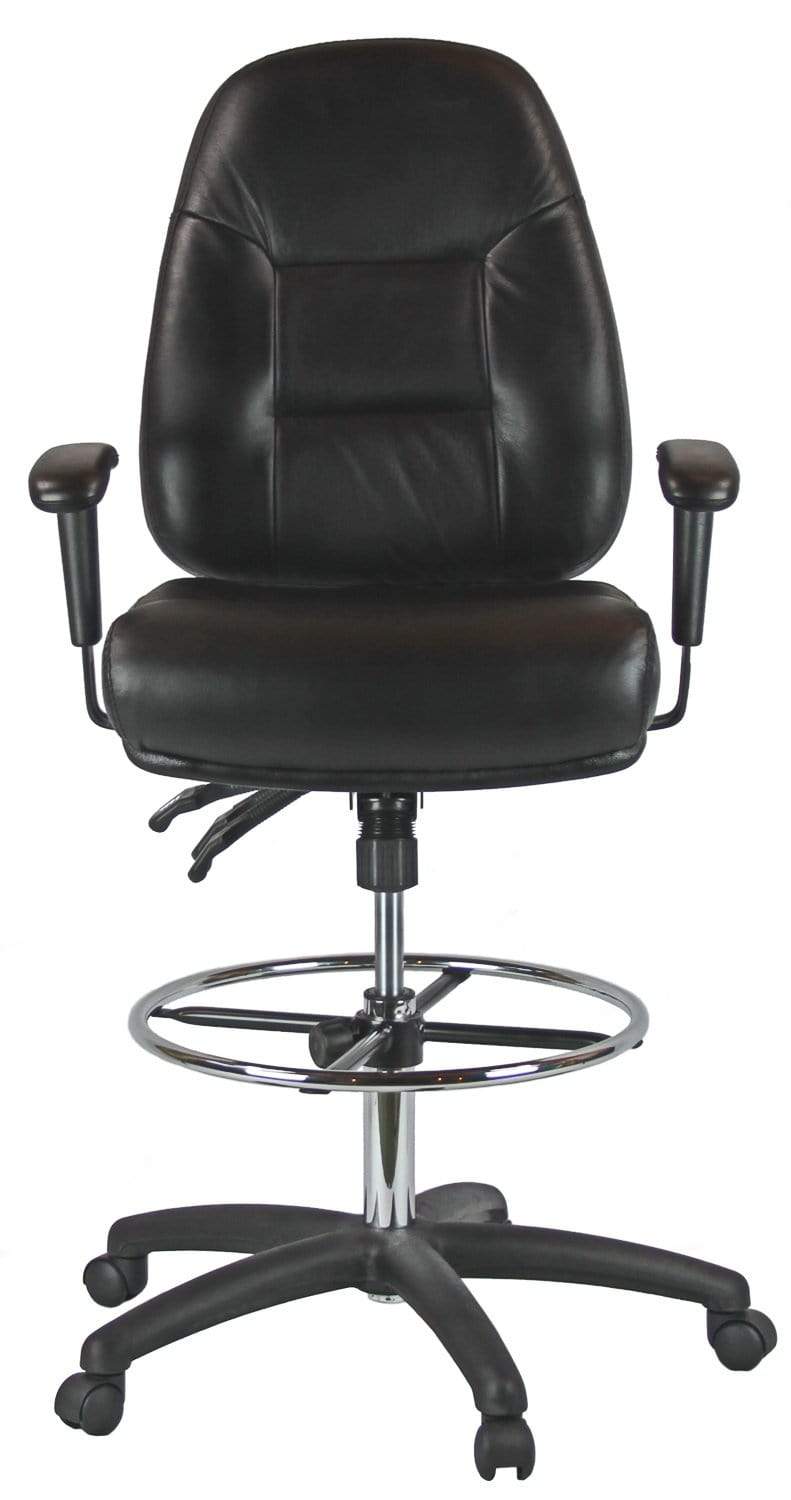 Harwick Multi-Function Leather Drafting Chair with Adjustable Height & Lumbar Support - Ergonomic Office Chair for Architects, Designers & Artists - Perfect for Home Office, Studio & Workspace