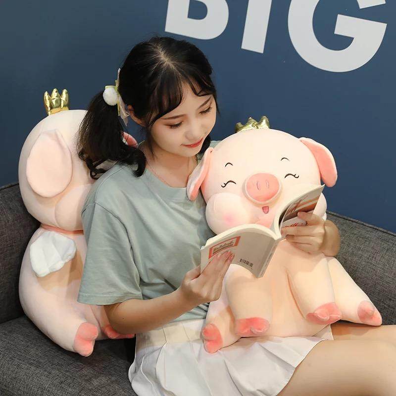 Giant Princess Stuffed Pig Plush Toy - Large Cute Pink Piggy Plushie for Girls, Kids Room Decor, Birthday Gifts, Nursery Cuddling & Photo Props