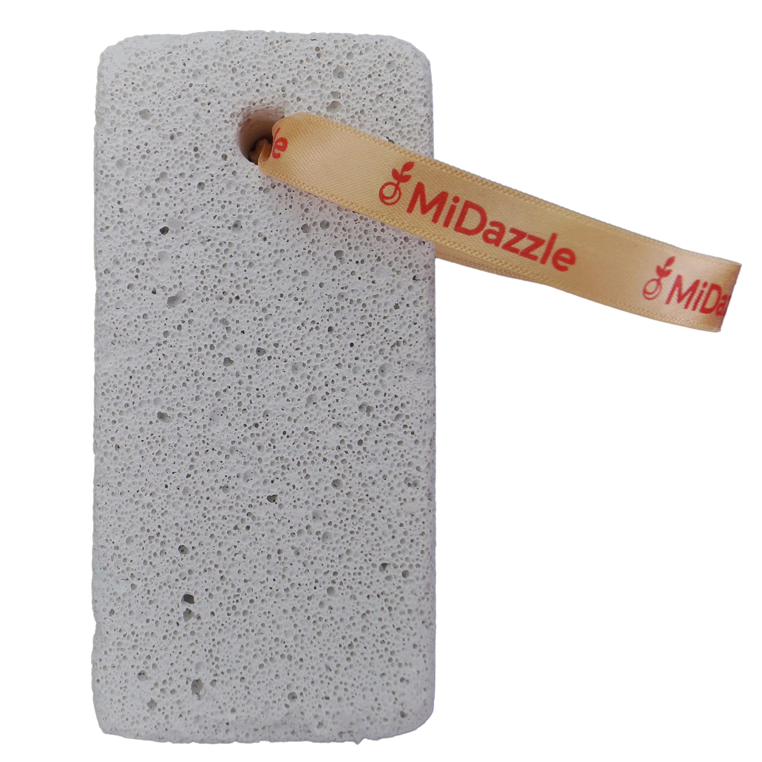 Midazzle Rectangle Pumice Stone for Feet - Medium Size, White - Exfoliate Dead Skin & Calluses at Home, Spa, or Travel