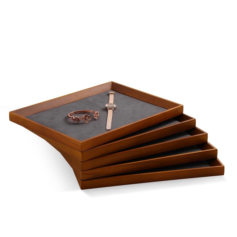 Premium Wooden Jewelry Tray Organizer - Large Luxury Watch & Jewelry Display Stand for Necklaces, Bracelets & Accessories | Perfect for Nightstand, Dresser & Vanity Organization