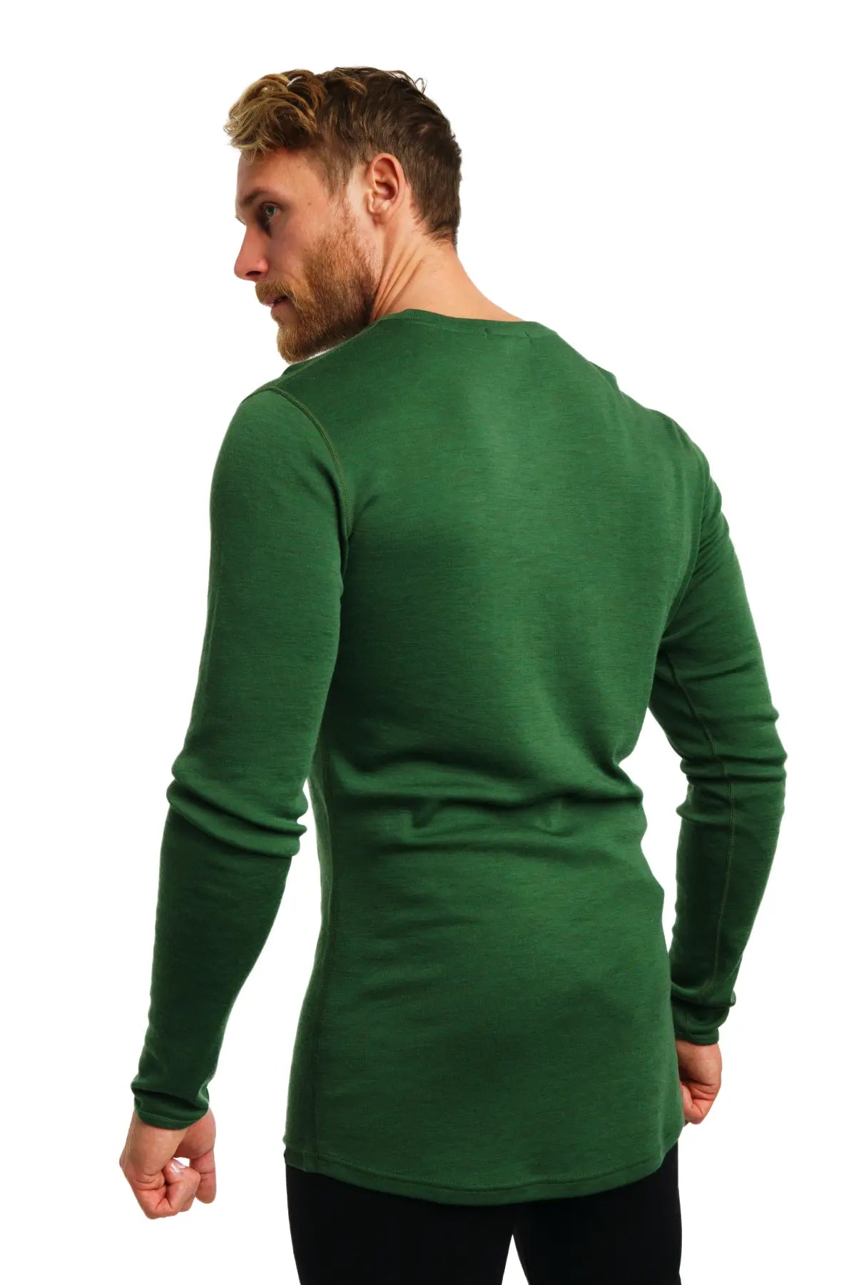 Premium Men's Merino Wool Long Sleeve Base Layer Shirt - 250 GSM Thermal Olive Green for Hiking, Camping & Winter Outdoor Activities