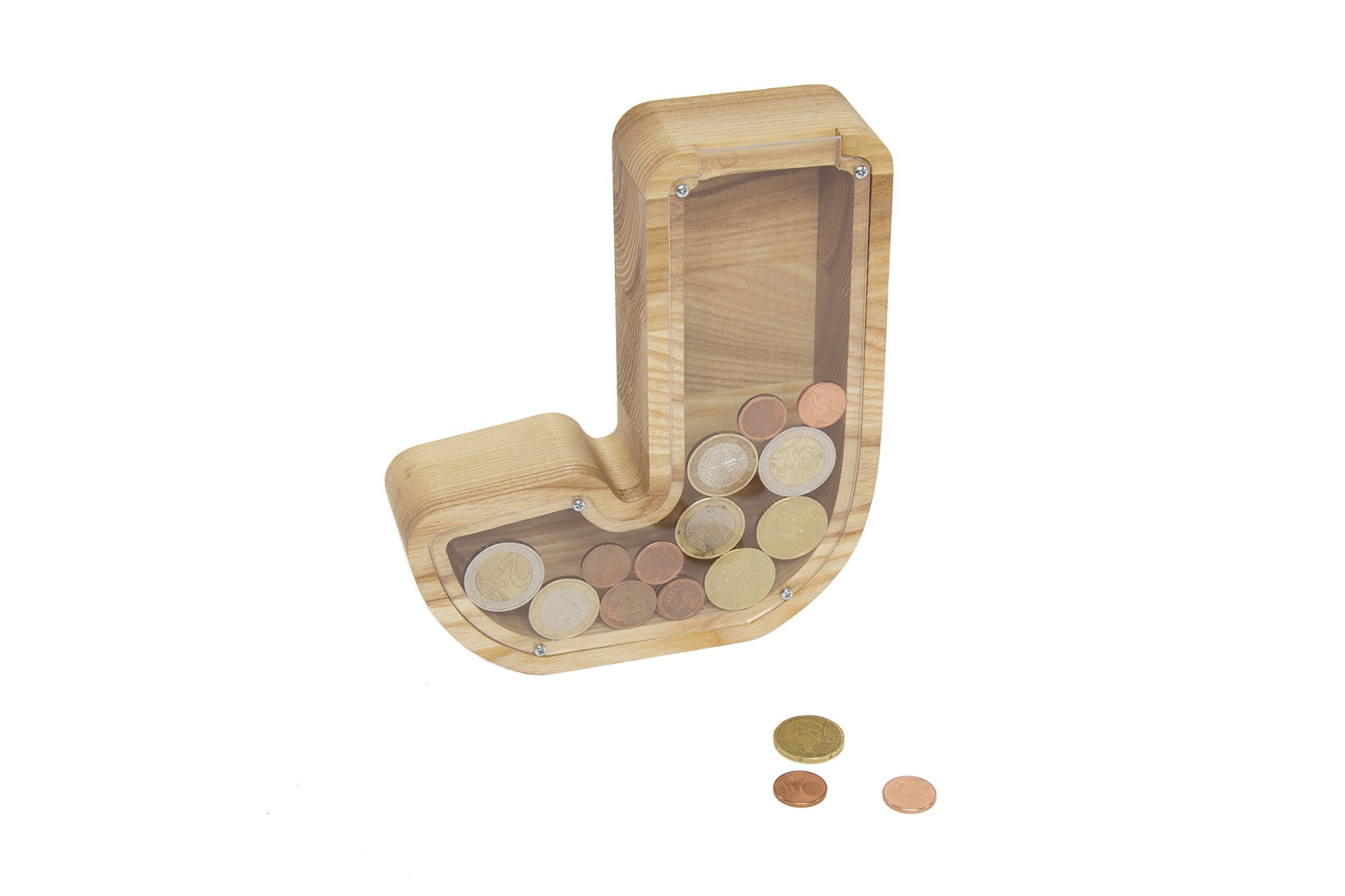 Personalized Wooden Alphabet Money Box for Kids - Piggy Bank with Custom Letter (2 Sizes) - Baby Savings Coin Bank - Perfect for Birthday Gifts & Financial Education