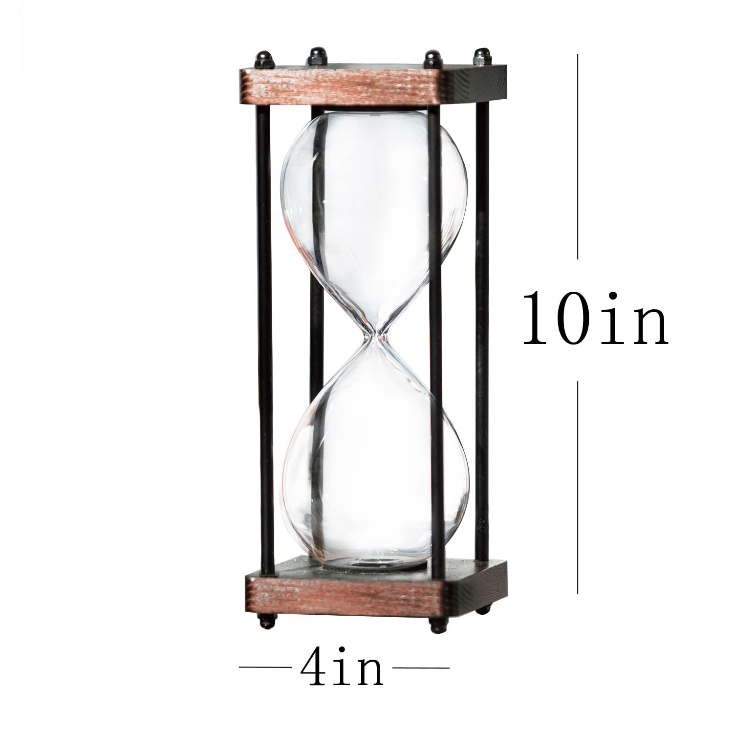 Large Fillable Hourglass Timer - Decorative Wooden Sandglass with Clear Glass for Home Office Decor | Perfect for Meditation, Yoga, Cooking & Classroom Activities