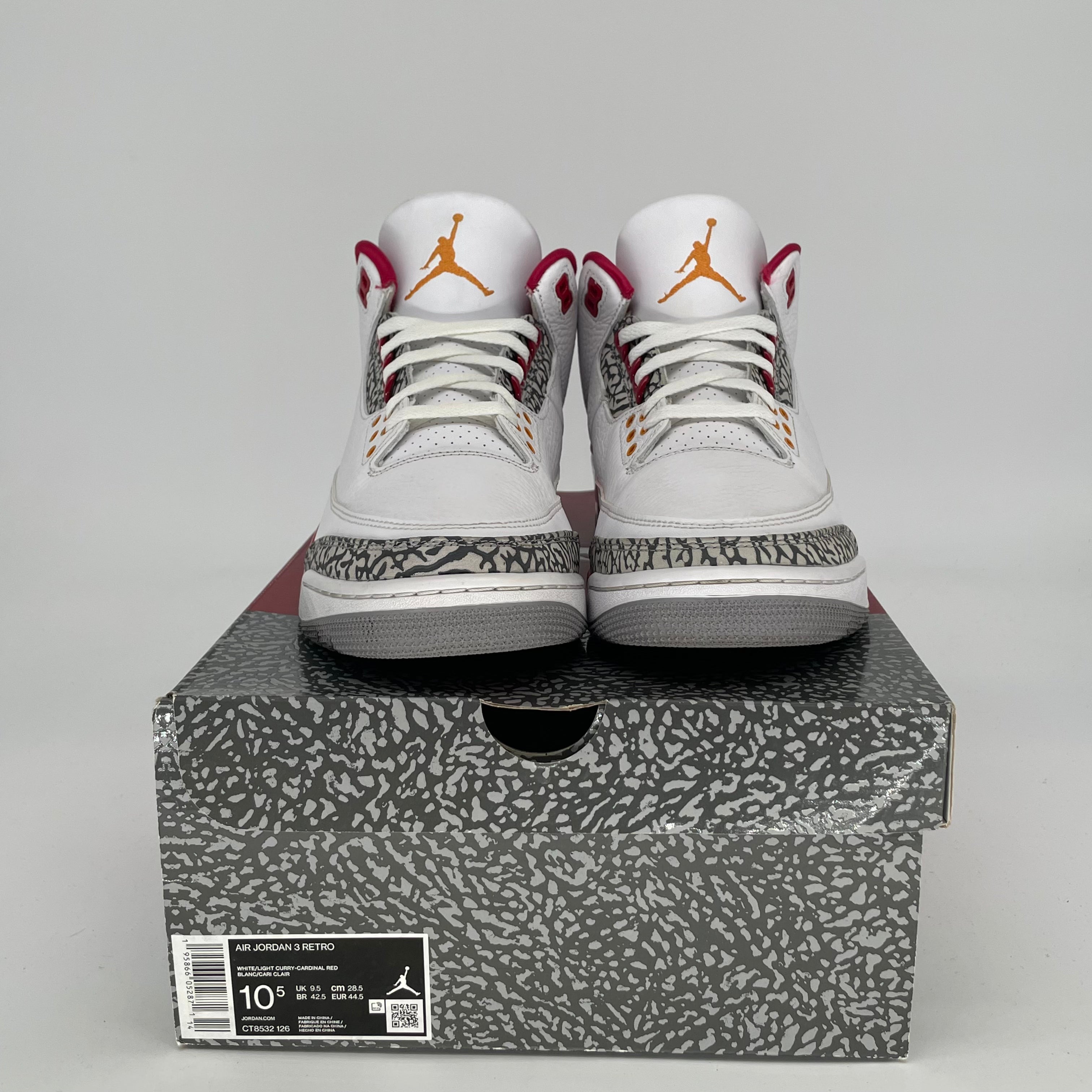 Original Air Jordan 3 Retro 'Cardinal Red' Men's Basketball Shoes - Size 10.5 (12W) - Style Code CT8532-126 | Perfect for Streetwear, Sneaker Collection & Casual Outfits