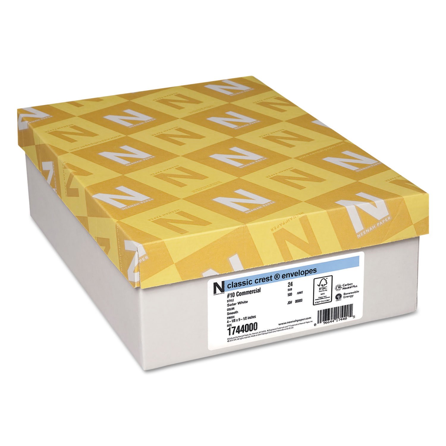 Neenah Paper 1744000 Classic Crest #10 Envelopes 4.125 x 9.5 Inches - Solar White (500/Box) | Premium Business Correspondence, Wedding Invitations & Office Mailing Supplies
