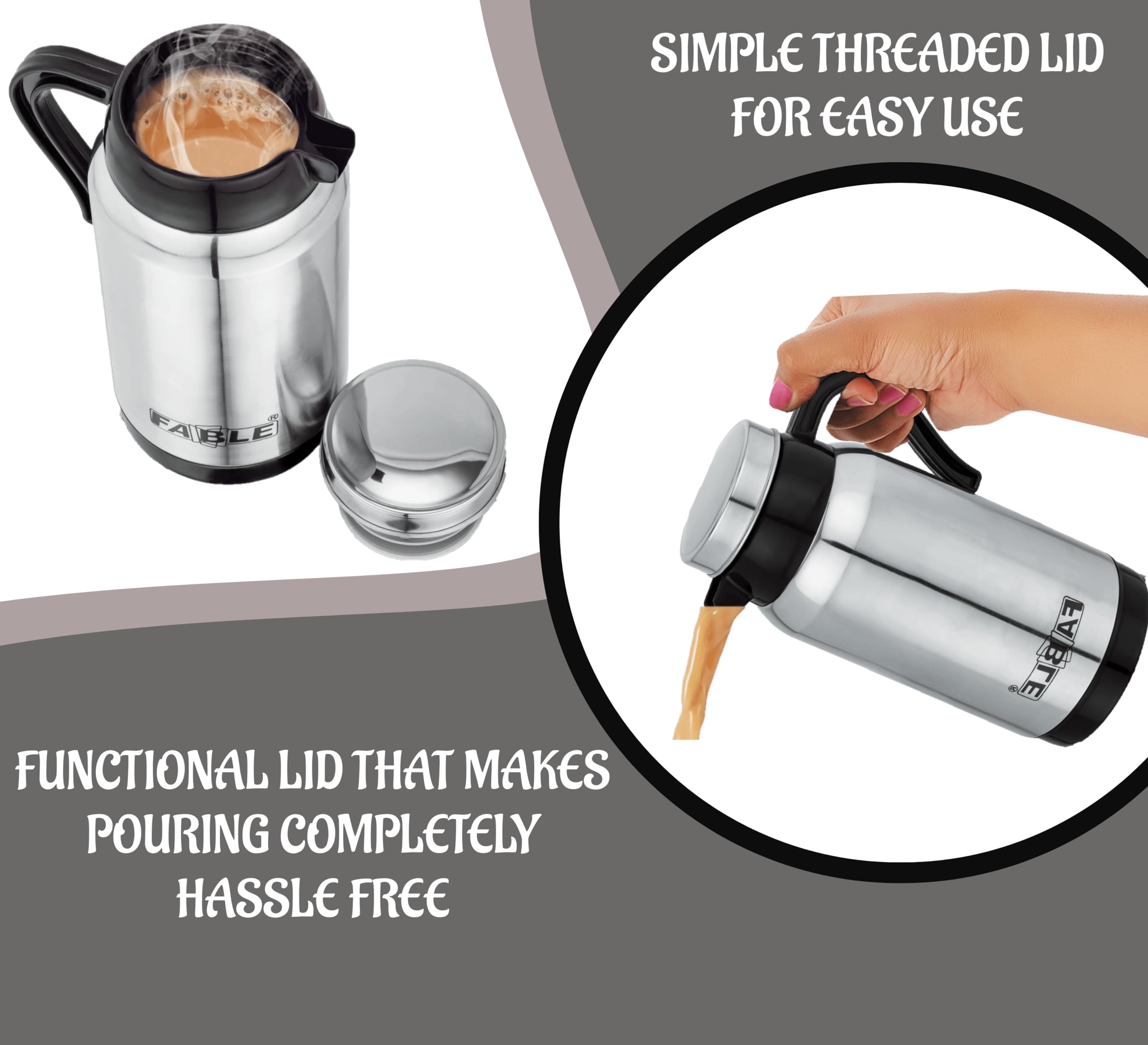 NABHYA Thermosteel Wide Mouth Vacuum Insulated Stainless Steel Water Bottle - 600ml Leakproof Thermos for Hot & Cold Drinks, Coffee & Tea | Perfect for Office, Travel, Hiking & Outdoor Activities