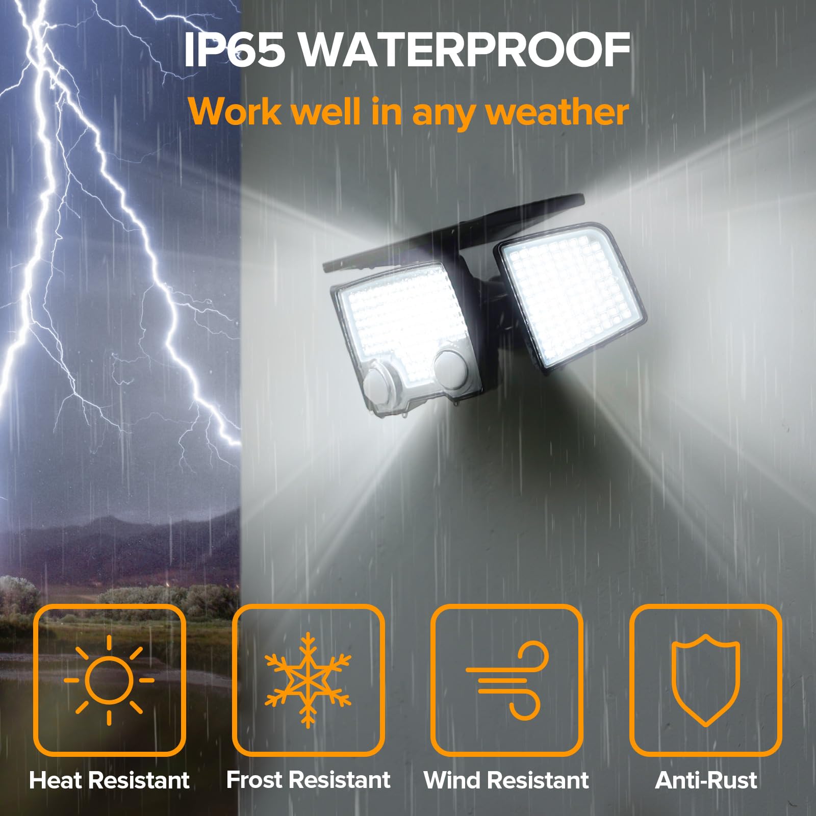 UME Solar Outdoor Lights 332 LED 7000K - Super Bright Motion Sensor Security Lights with Dual Sensors, IP65 Waterproof 270° Wide Angle Solar Flood Lights (3 Lighting Modes) - Perfect for Garden, Patio, Yard, Pathway & Driveway Lighting - Energy Efficient 2-Pack