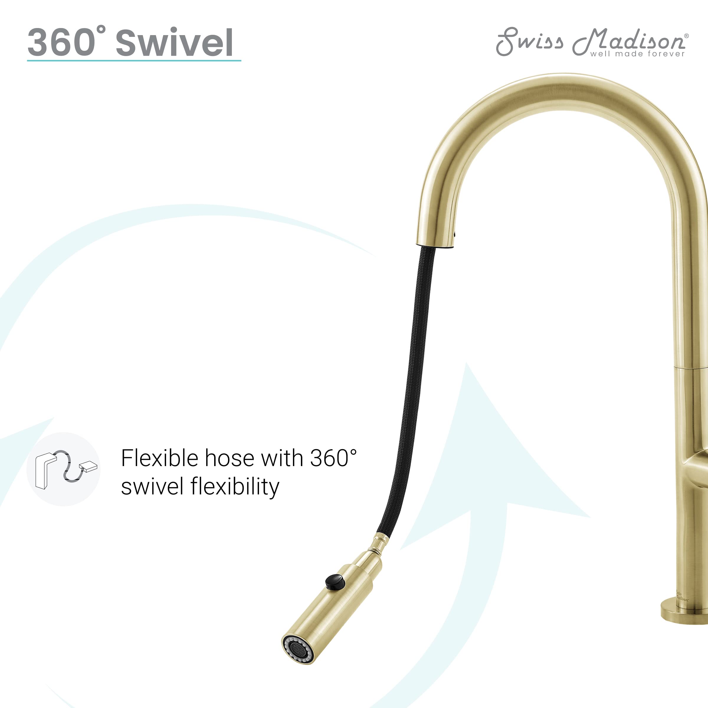 Brushed Gold Single Handle Pull-Down Kitchen Faucet - Modern Chalet Design for Sink, Dishwashing & Cooking | Easy Installation & Durable Finish