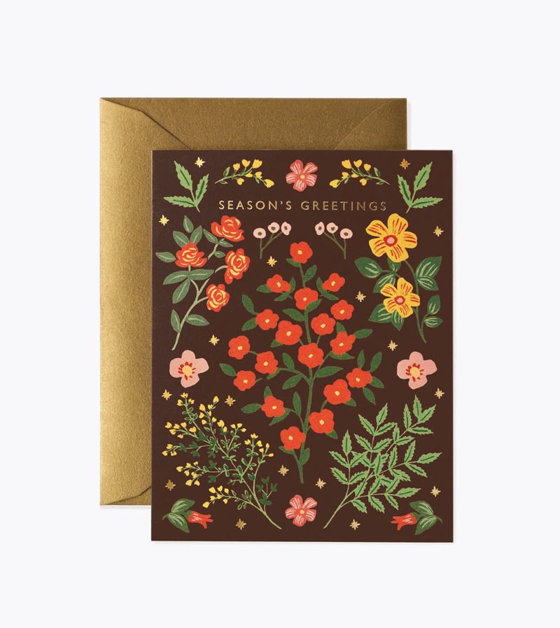 Rifle Paper Co Hawthorn Holiday Greeting Card - Elegant Christmas & New Year Cards for Festive Season Greetings, Parties & Home Decor