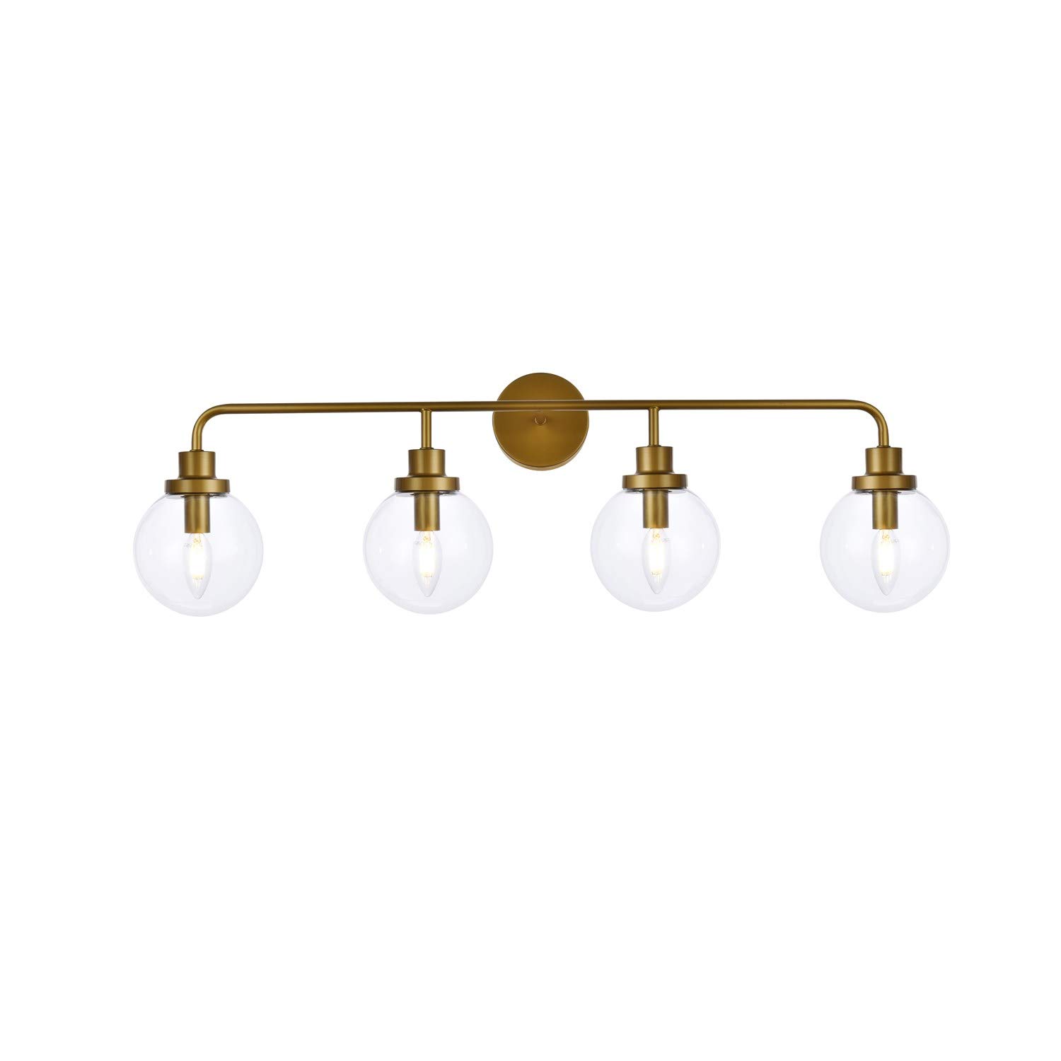Hanson 4-Light Bathroom Wall Sconce in Polished Brass with Clear Glass Shade - Perfect for Vanity Lighting, Powder Room, and Bathroom Decor