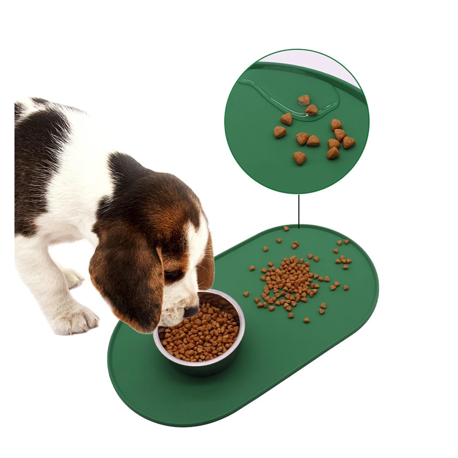 Non-Slip Silicone Pet Bowl Mat for Cats & Dogs - Waterproof Food Mat, Easy Clean Feeding Pad (Black, Size 24.8x45.5cm) - Perfect for Messy Eaters & Spill Protection Under Food Bowls