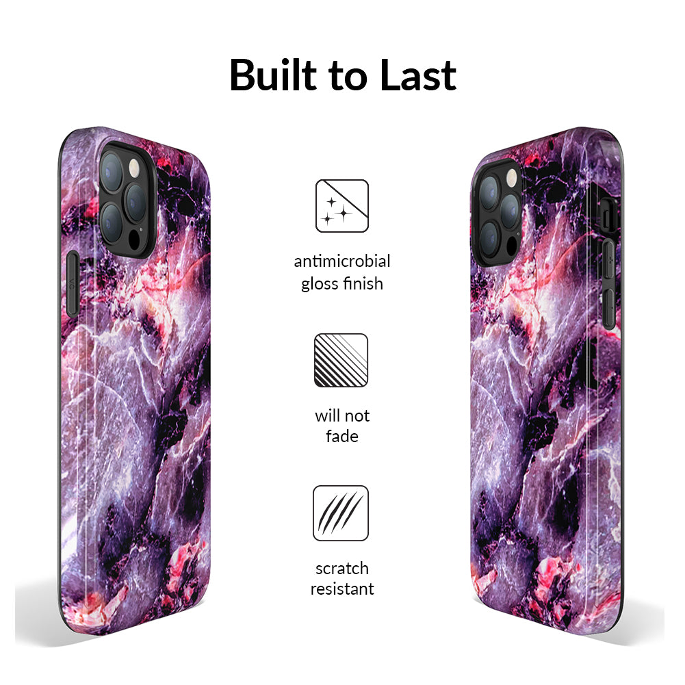 Premium Purple Stone Marble iPhone Case - Elegant & Durable Protective Cover for iPhone [Model Numbers] - Perfect for Work, Travel & Everyday Use