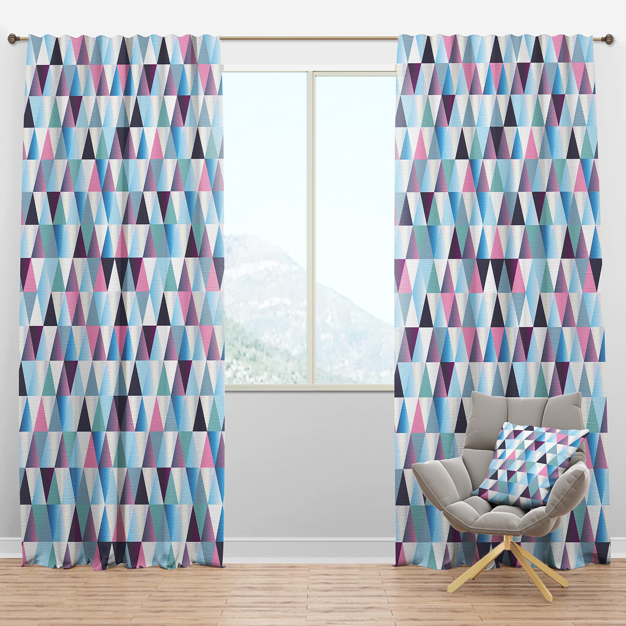 DesignQ Blackout Curtains - Diamond Triangle Abstract Pattern Thermal Insulated Room Darkening Drapes - 52x108 Inch Single Panel for Bedroom & Living Room - Perfect for Home Theater, Nursery & Light Sleepers