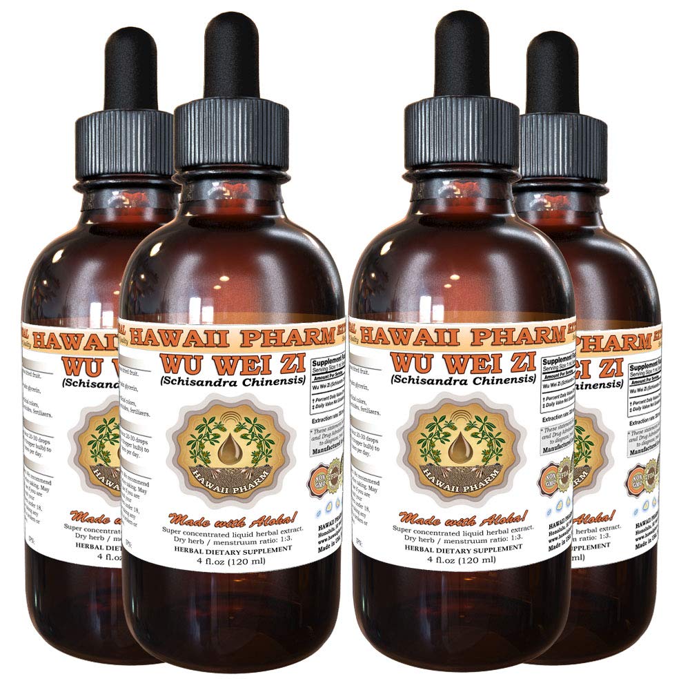 Hawaii Pharm LLC Schisandra Chinensis Tincture - Organic Wu Wei Zi (Chinese Magnoliavine) Liquid Extract, 4x4 Oz - Herbal Supplement for Stress Relief, Immune Support & Energy Boost | Perfect for Daily Wellness Routine & Natural Healing