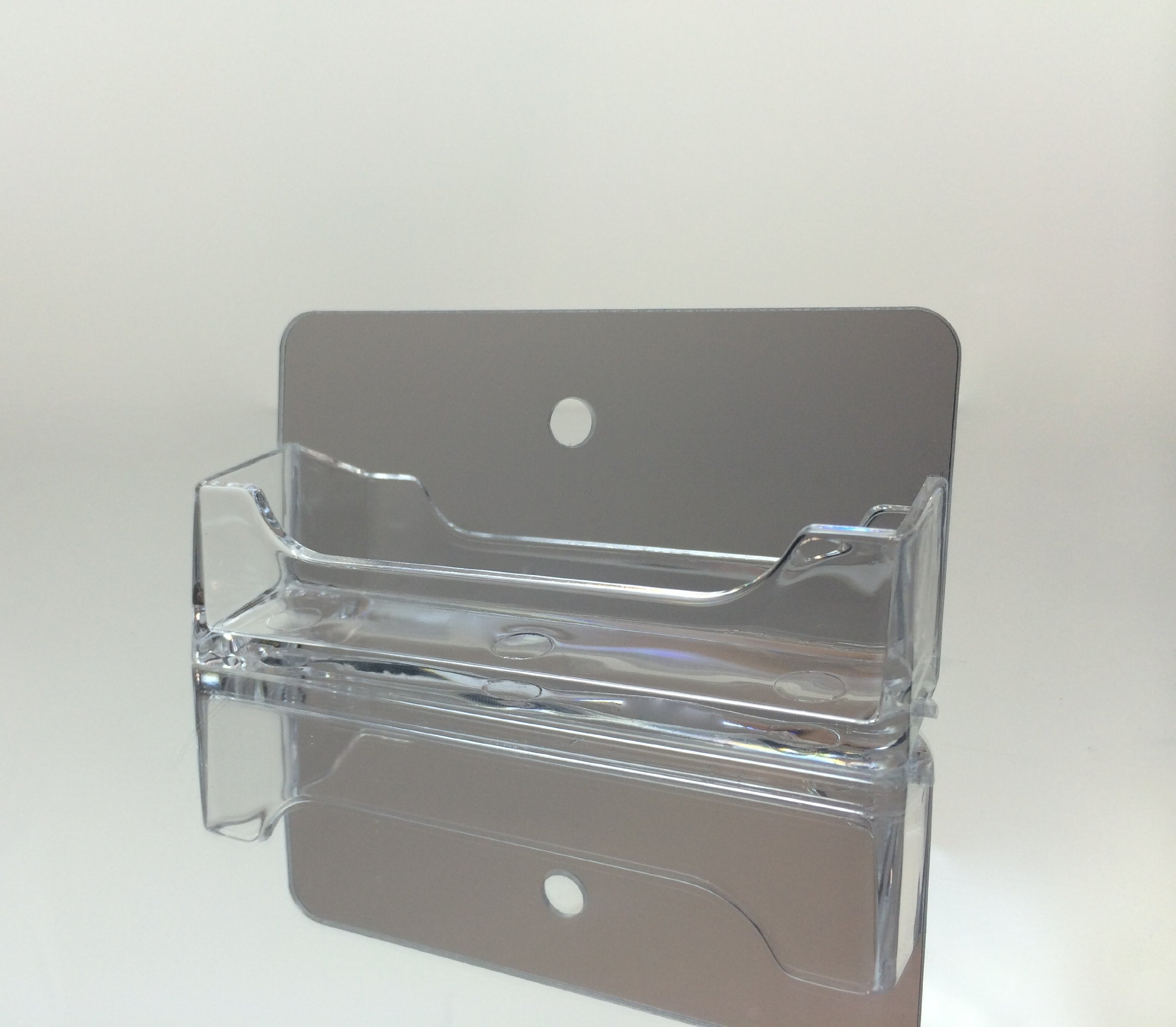 24 Pack Clear Horizontal Wall Mount Business Card Holders - Chrome Single Pocket Display for Offices, Restaurants & Retail Stores