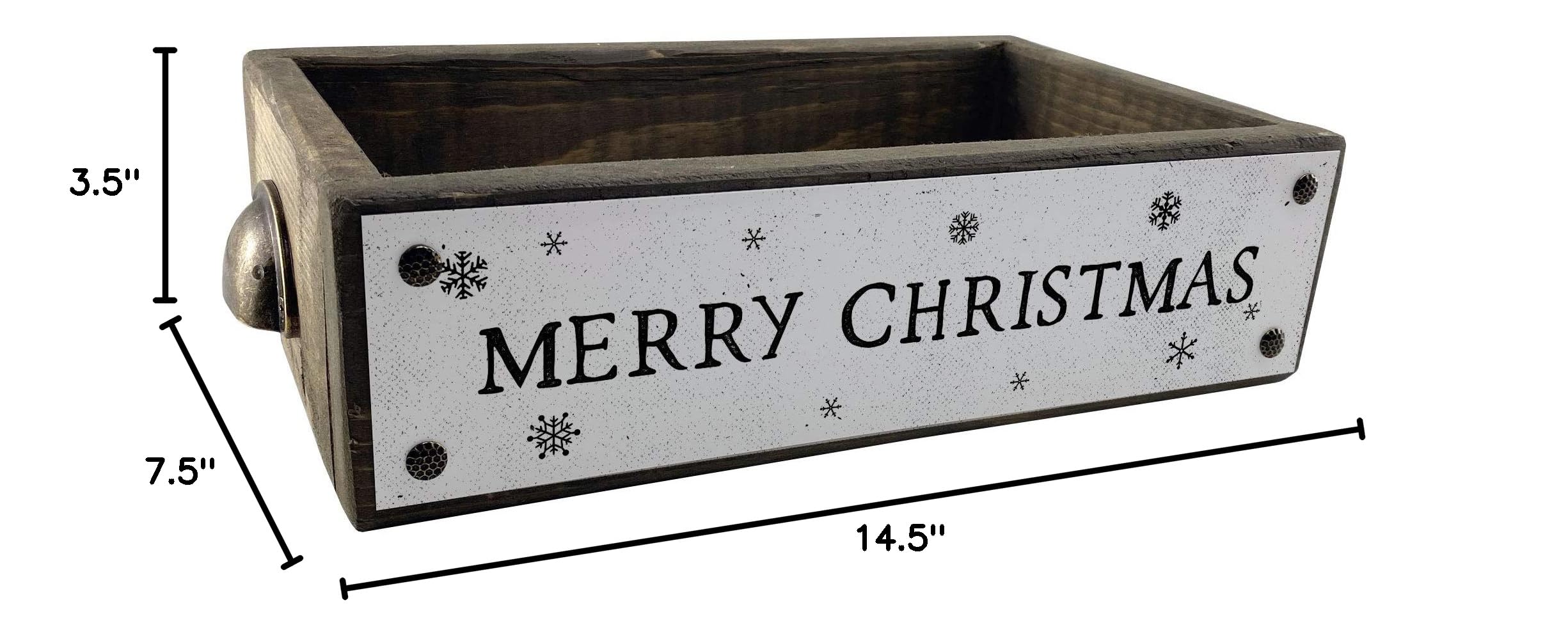 ANVEVO Merry Christmas Wooden Storage Box - Rustic Farmhouse Home Decor with Funny Sayings | Holiday Decoration, Gift Box & Organizer for Christmas Tree Ornaments