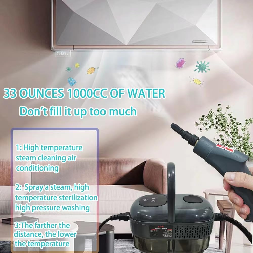 6-Speed Adjustable Handheld Steam Cleaner - 15-Second Fast Heating Portable Steam Jet Cleaner for Furniture, Carpet, Car Interior, Kitchen & Bathroom - Perfect for Deep Cleaning, Sanitizing & Home Maintenance
