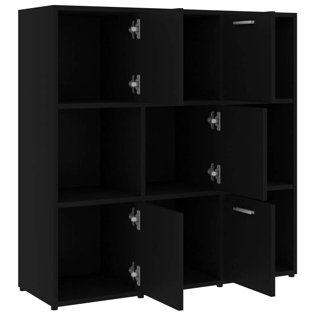 GOTOTOP 9-Cube Storage Organizer - Wooden Bookcase with 6 Open Cubes & 3 Cabinets, 3-Tier Bookshelf for Home Office, Living Room, Bedroom - Organize Books, Toys, Decor in Dark Gray