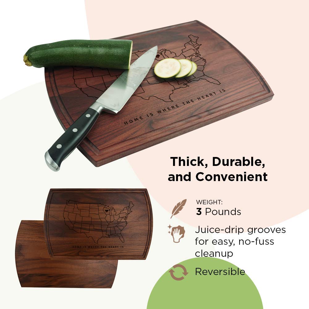 Premium Walnut Wooden Cutting Board with Juice Groove - 10.5x16 Inch Natural Engraved Kitchen Chopping Board - Perfect for Anniversary, Wedding, Birthday & Housewarming Gifts - Handcrafted in USA - Ideal for Food Prep, Charcuterie Boards & Home Decor