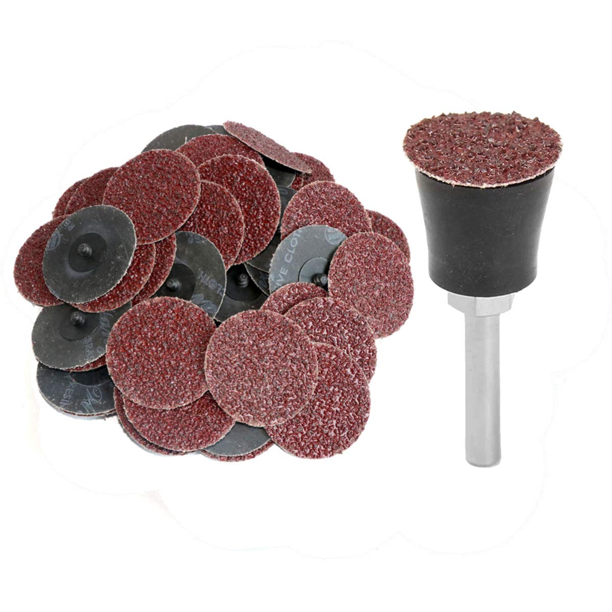 50PCS 1 Inch Roll Lock Sanding Discs 36 Grit - VÉZAAR Quick Change Abrasive Discs with 1/4
