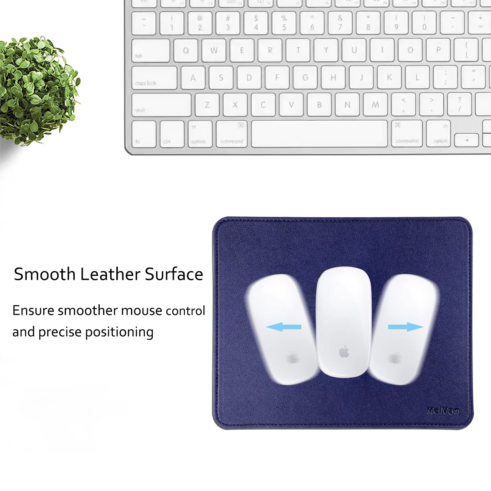 Premium PU Leather Mouse Pad with Stitched Edge - Waterproof Wooden Gaming Mouse Mat for PC, Laptop, Office & Home Use - 10.2